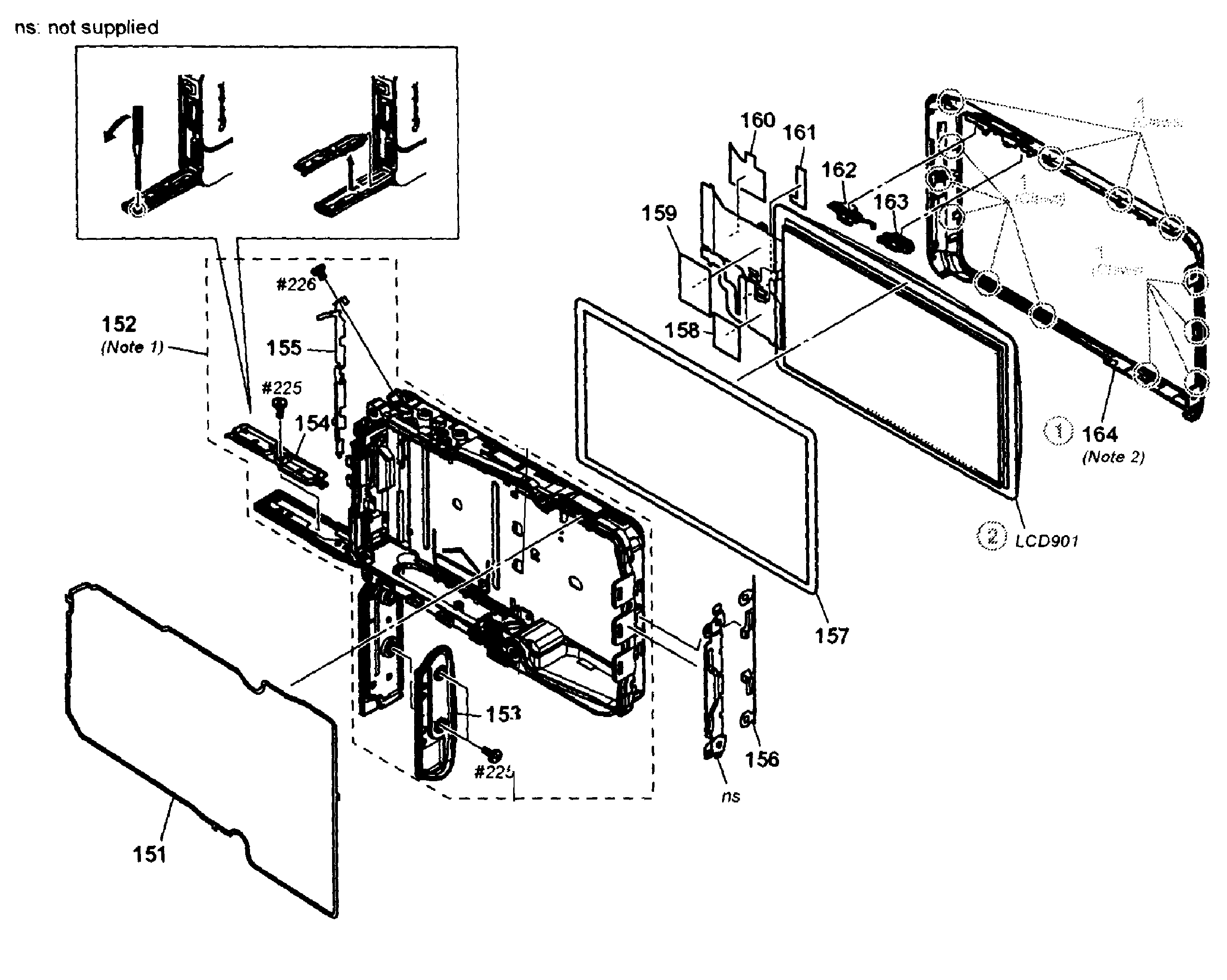 Sony DSC-TX10P rear assy diagram