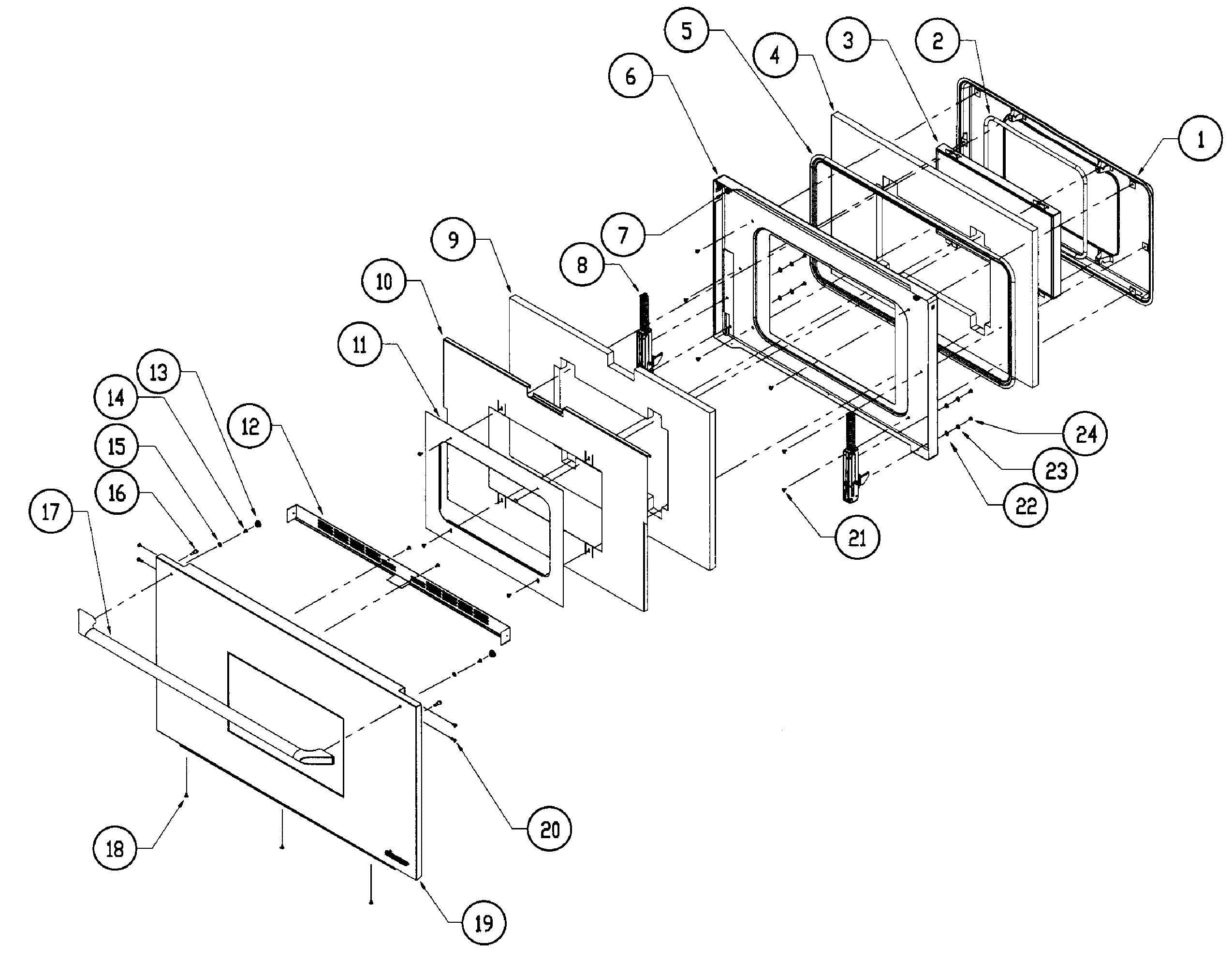 Dacor EORS136SCH door assy diagram