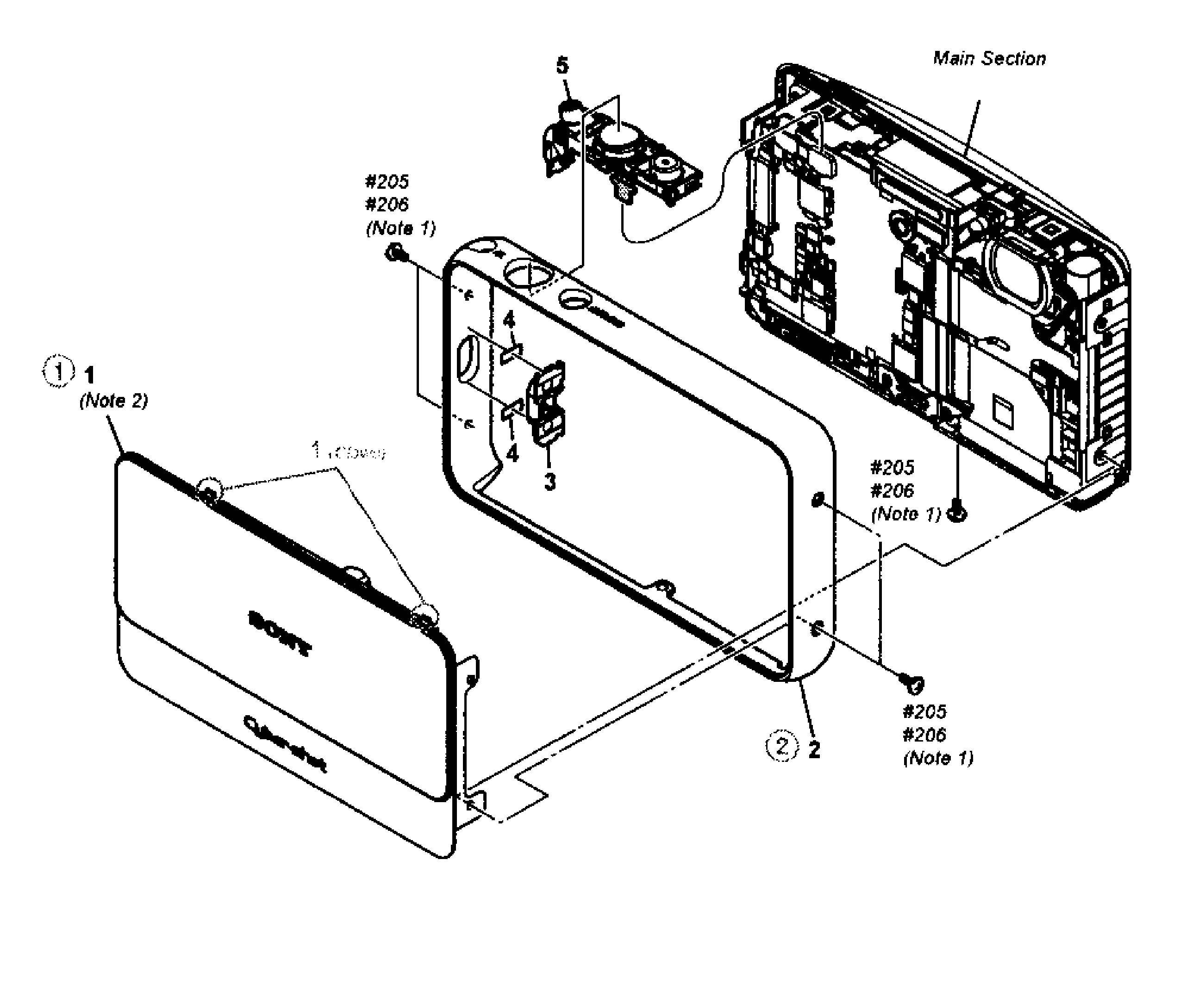 Sony DSC-T110G cabinet parts diagram