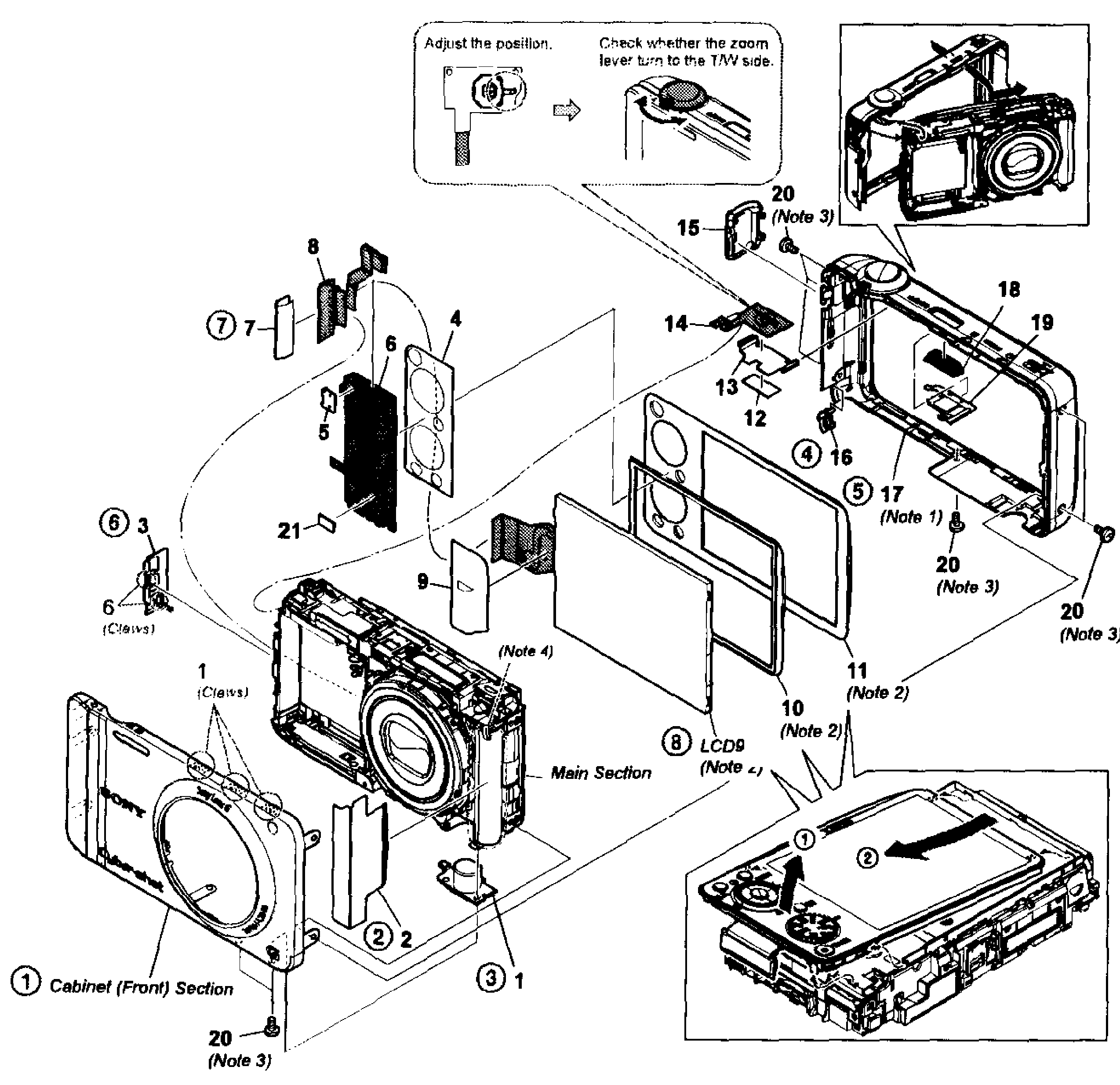 Sony DSC-WX10B cabinet parts diagram