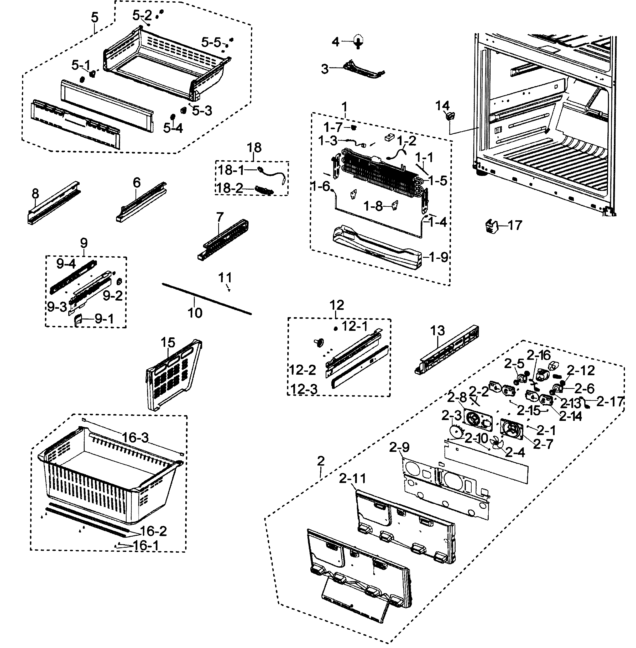 Samsung RFG297ABWP/XAA freezer diagram