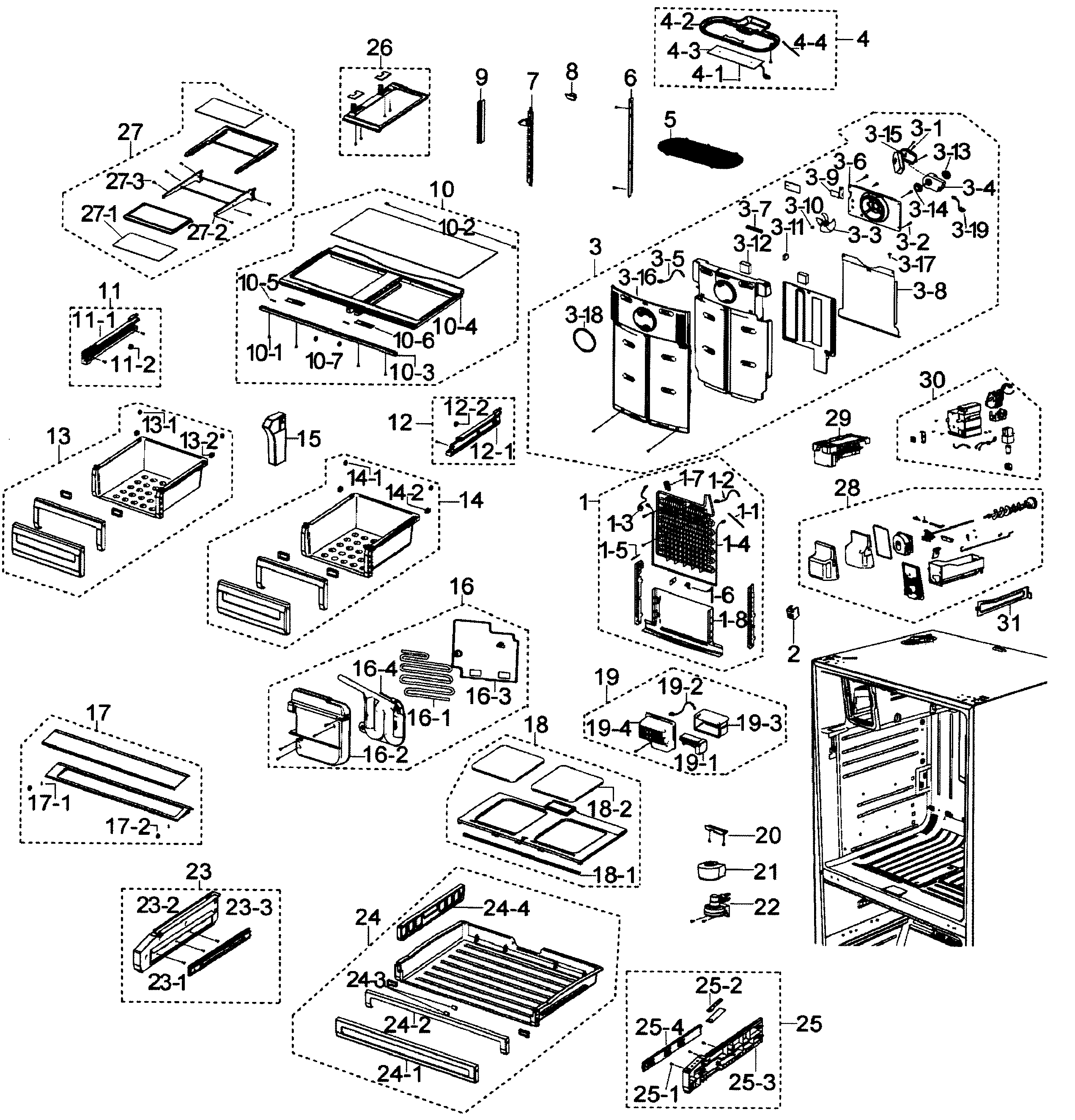 Samsung RFG297ABWP/XAA refrigerator diagram