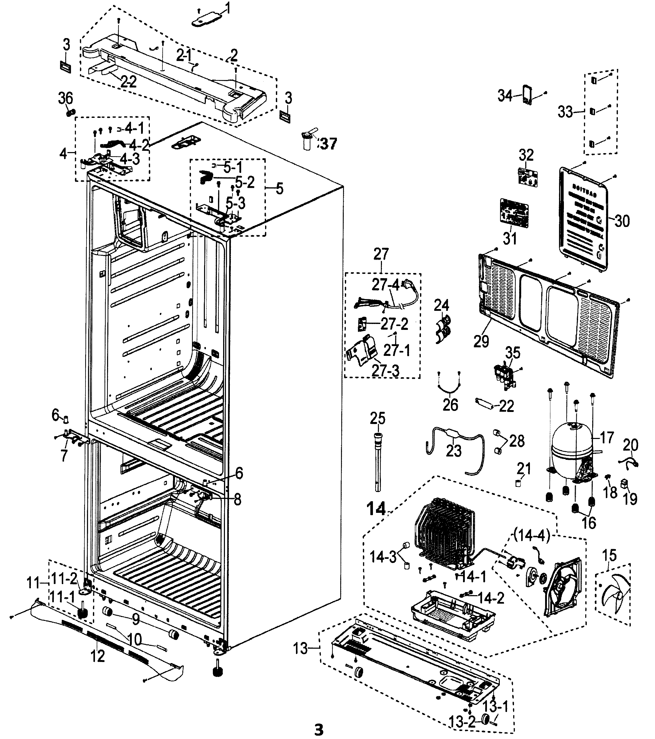 Samsung RFG297ABWP/XAA cabinet diagram