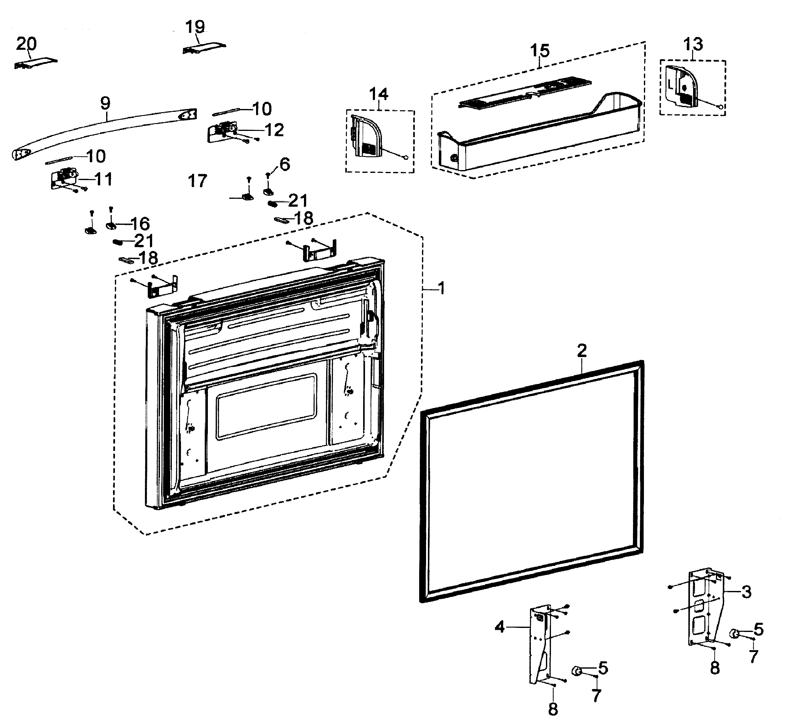 Samsung RFG297ABWP/XAA freezer door diagram