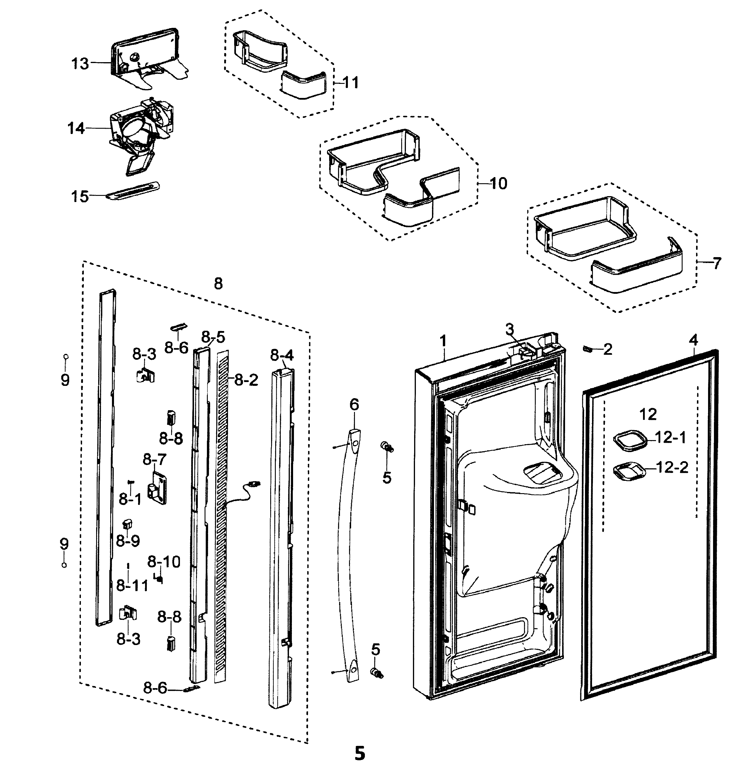 Samsung RFG297ABWP/XAA left door diagram