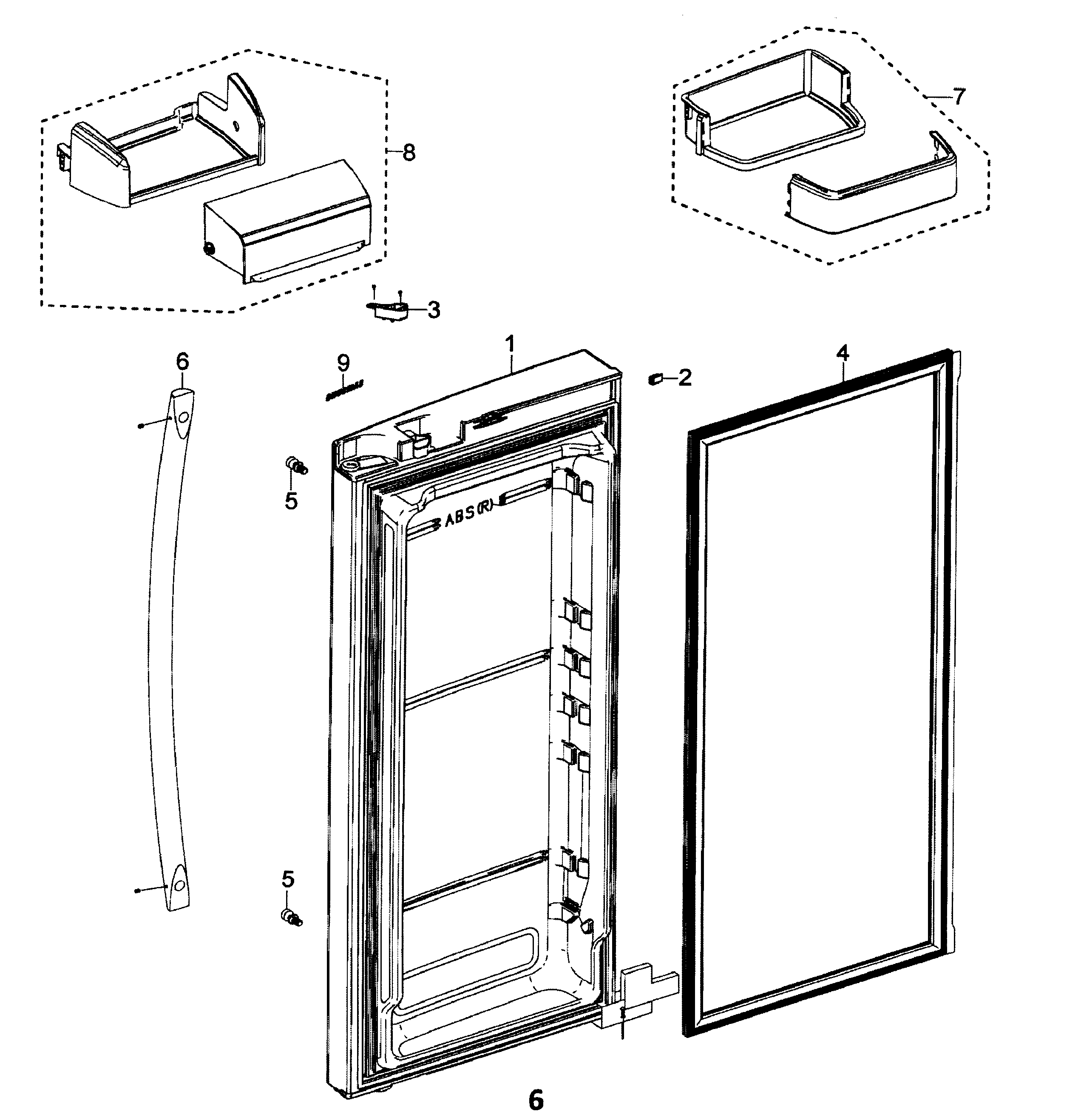 Samsung RFG297ABWP/XAA right door diagram