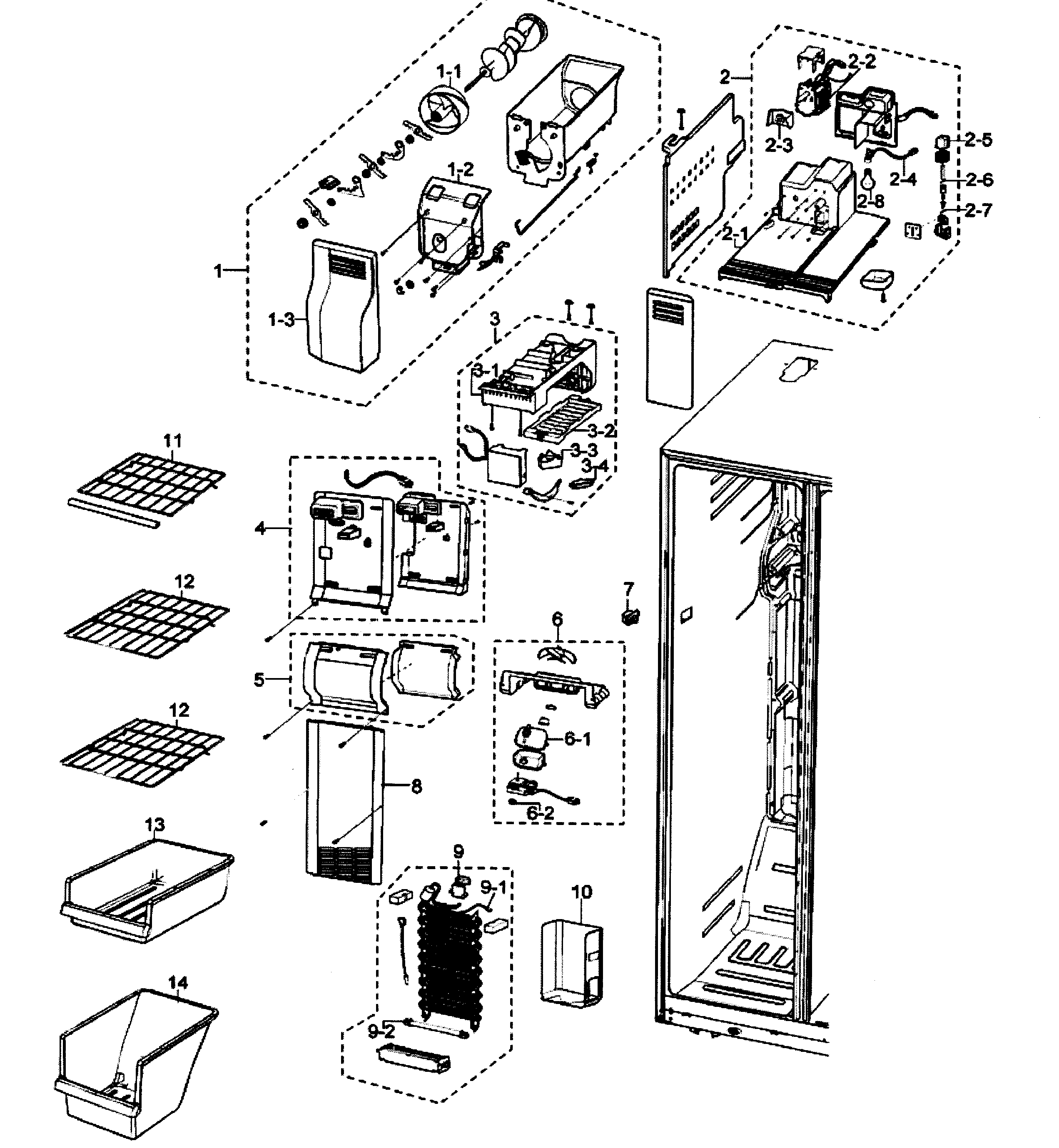 Samsung RS2630ASH/XAA freezer diagram