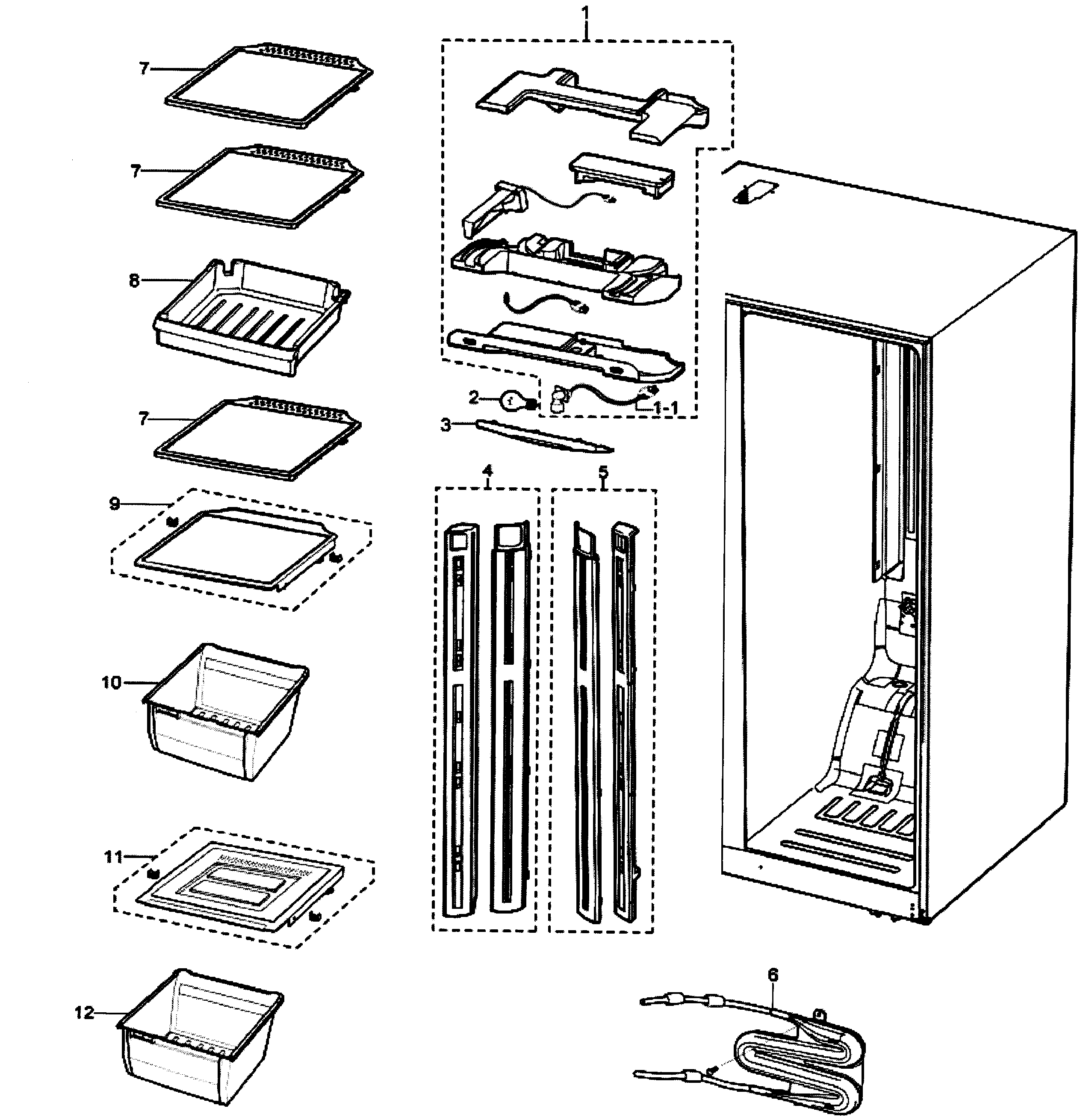 Samsung RS2630ASH/XAA refrigerator diagram