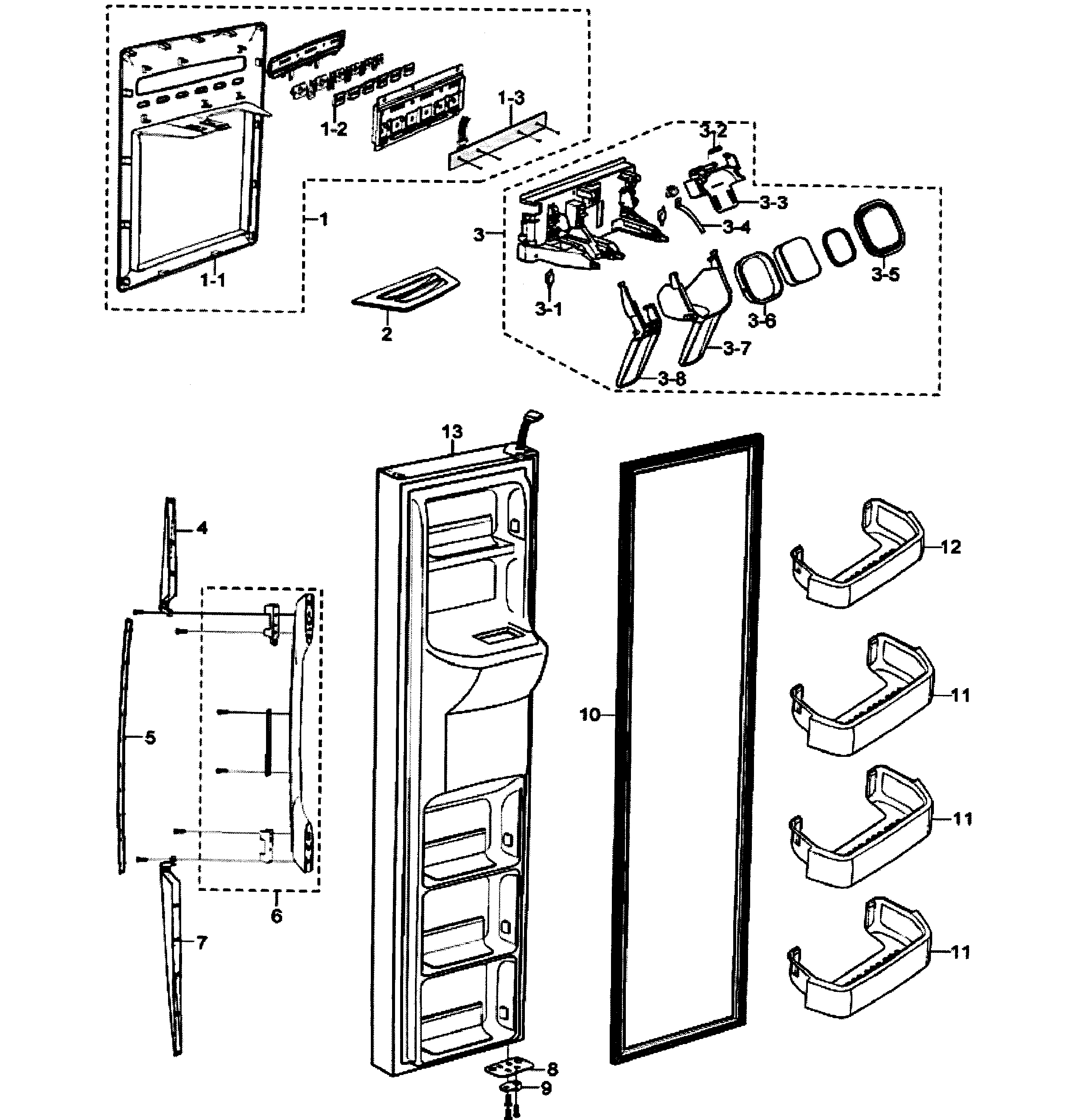 Samsung RS2630ASH/XAA left door diagram