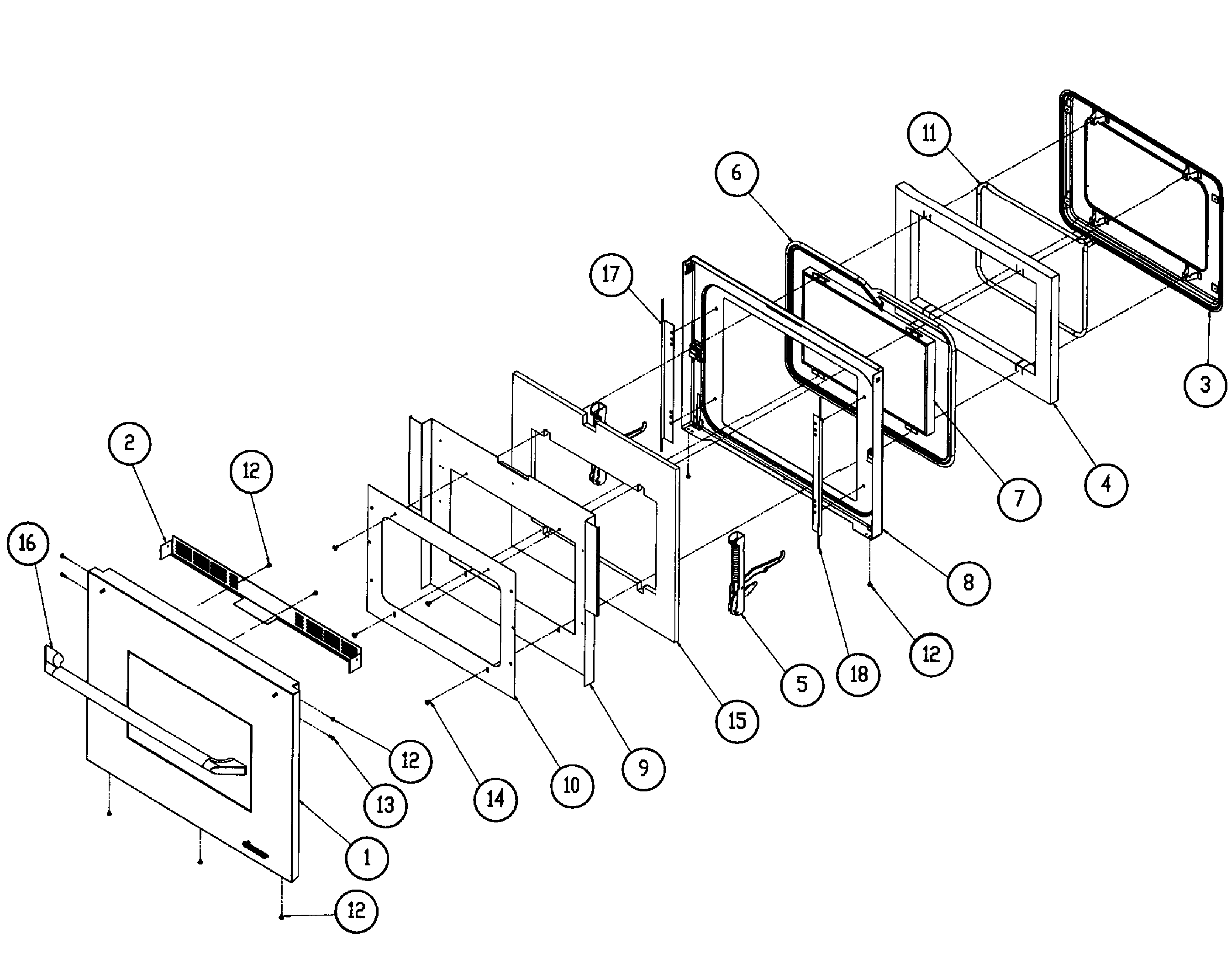 Dacor EORS127SCH door assy diagram