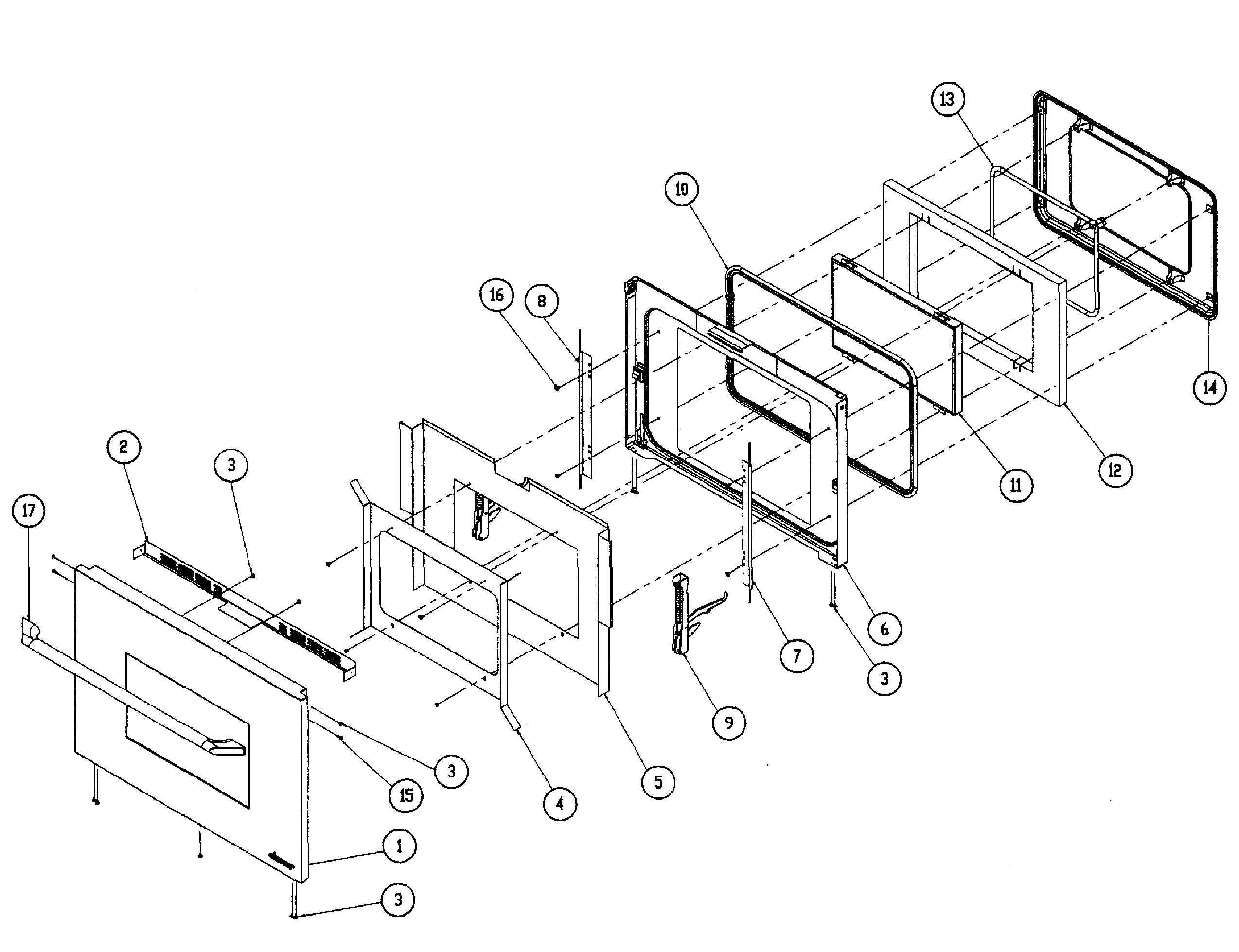 Dacor EORS130SCH door assy diagram