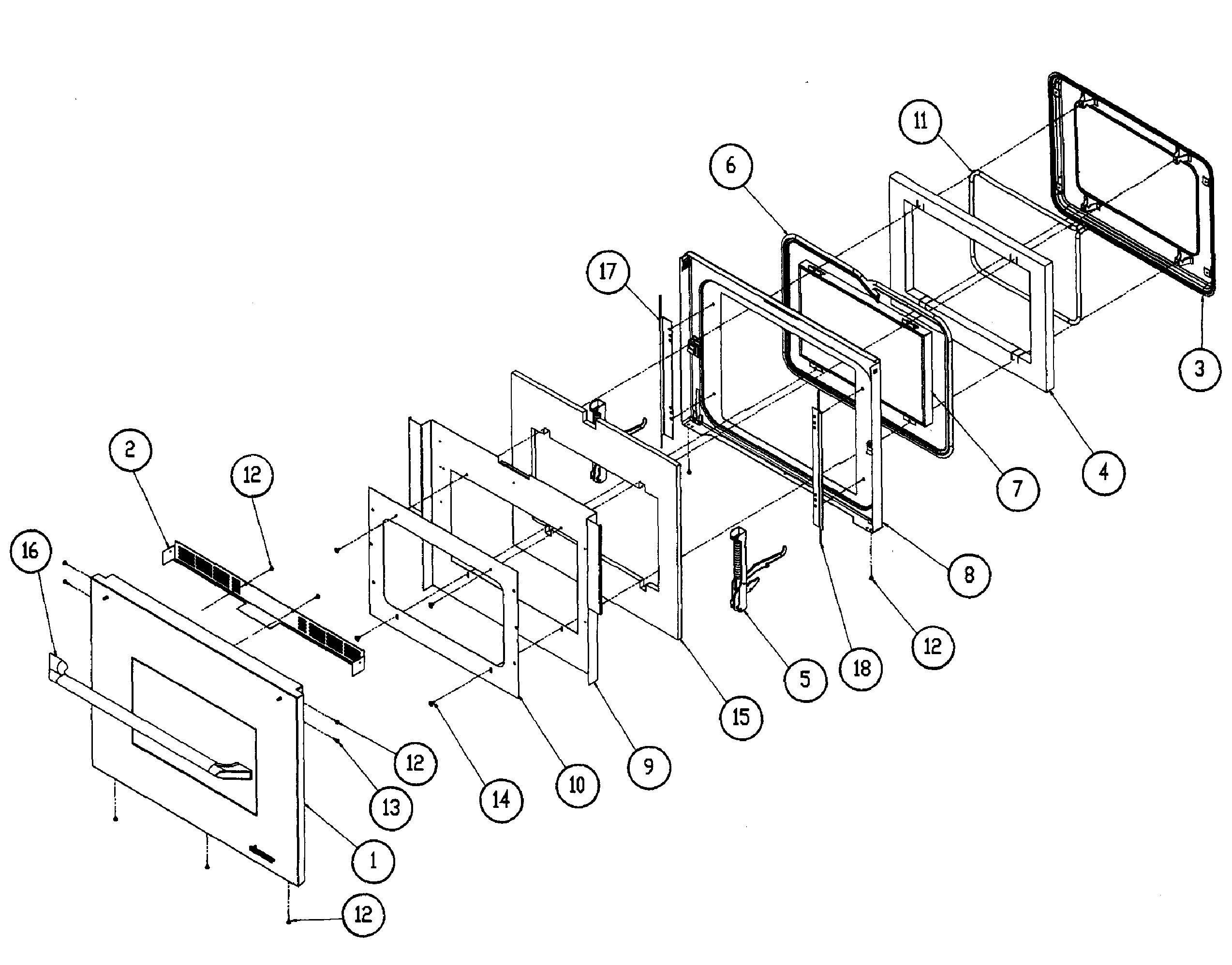 Dacor EORS227SCH door assy diagram