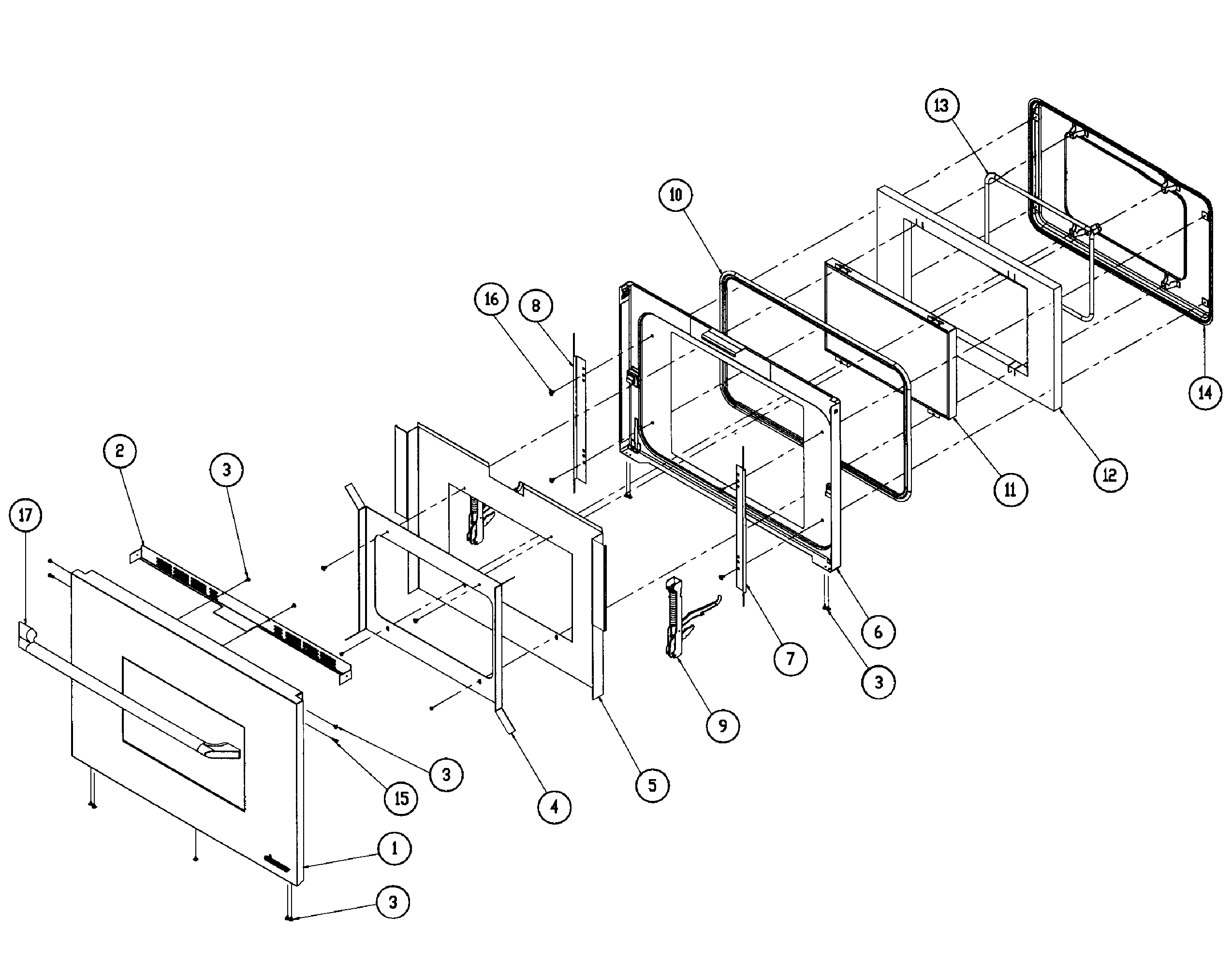 Dacor EORS230SCH door assy diagram