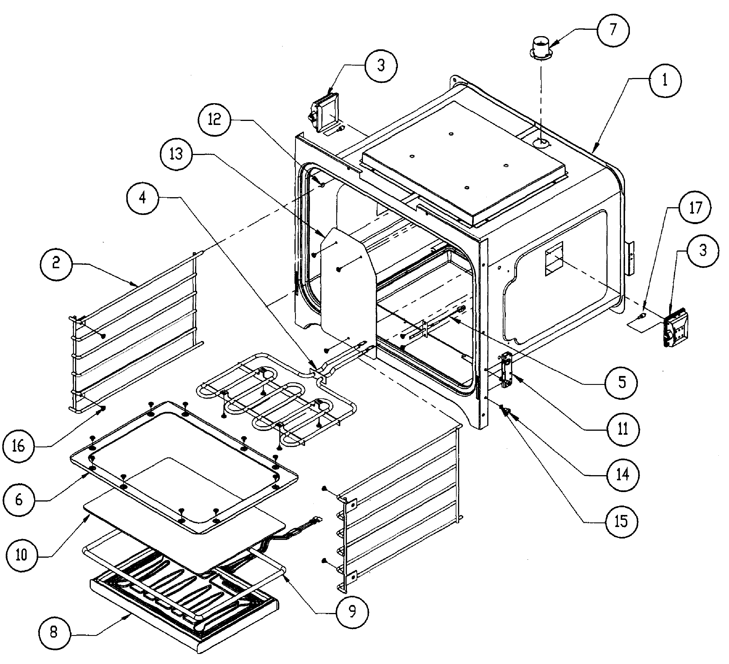 Dacor EORS230SCH lower oven diagram