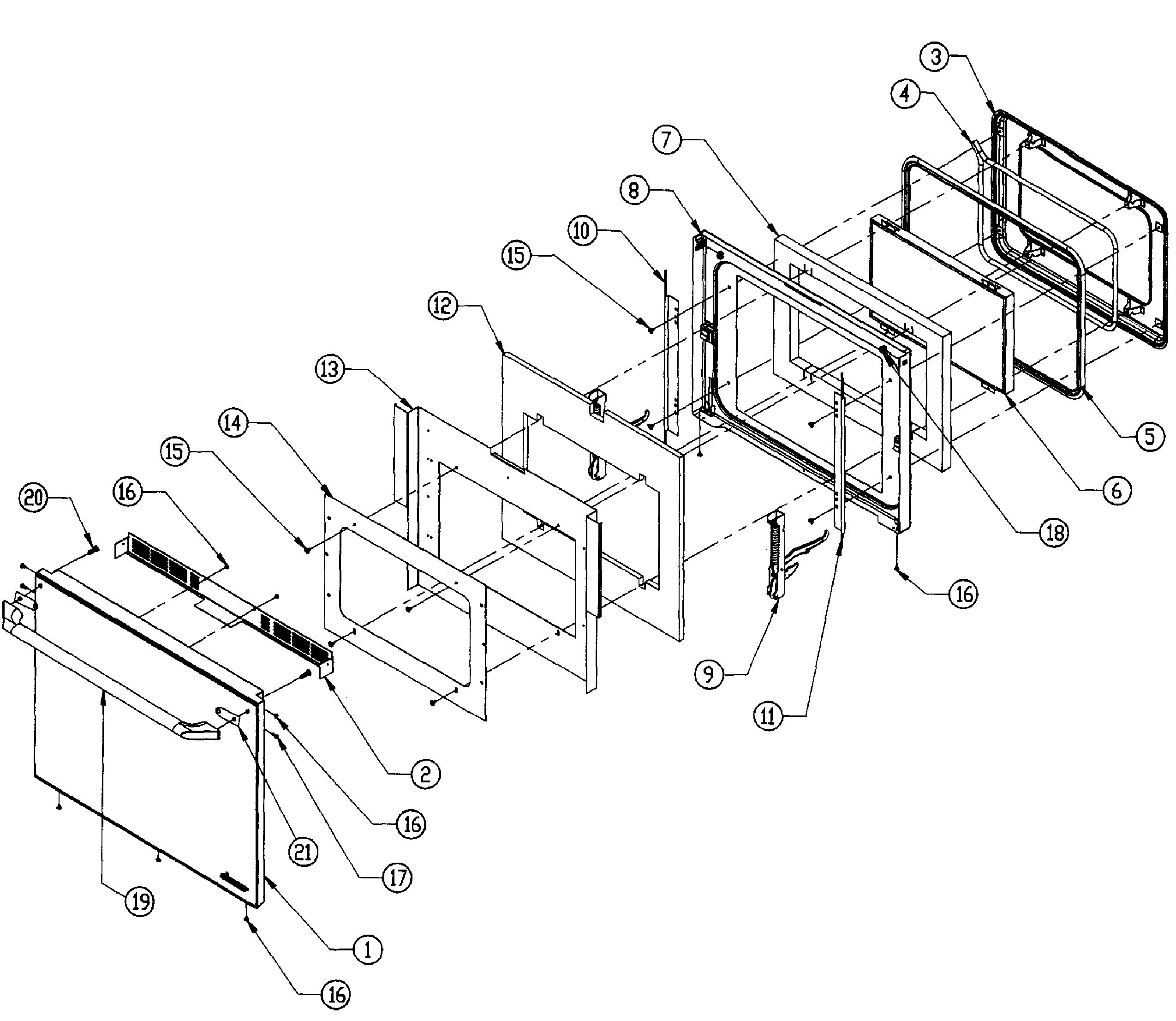 Dacor EORD227B door assy diagram