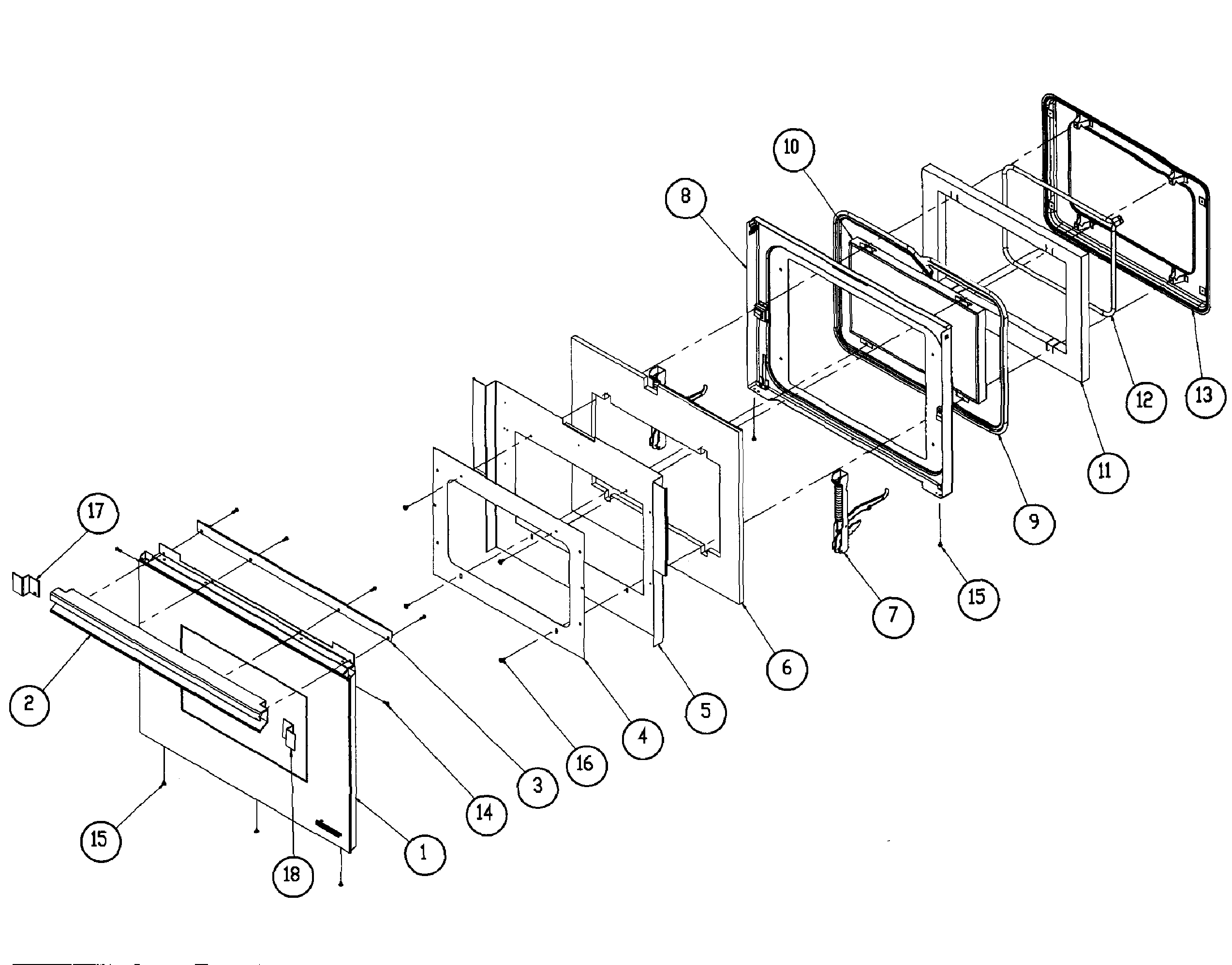 Dacor MORS127S door assy diagram