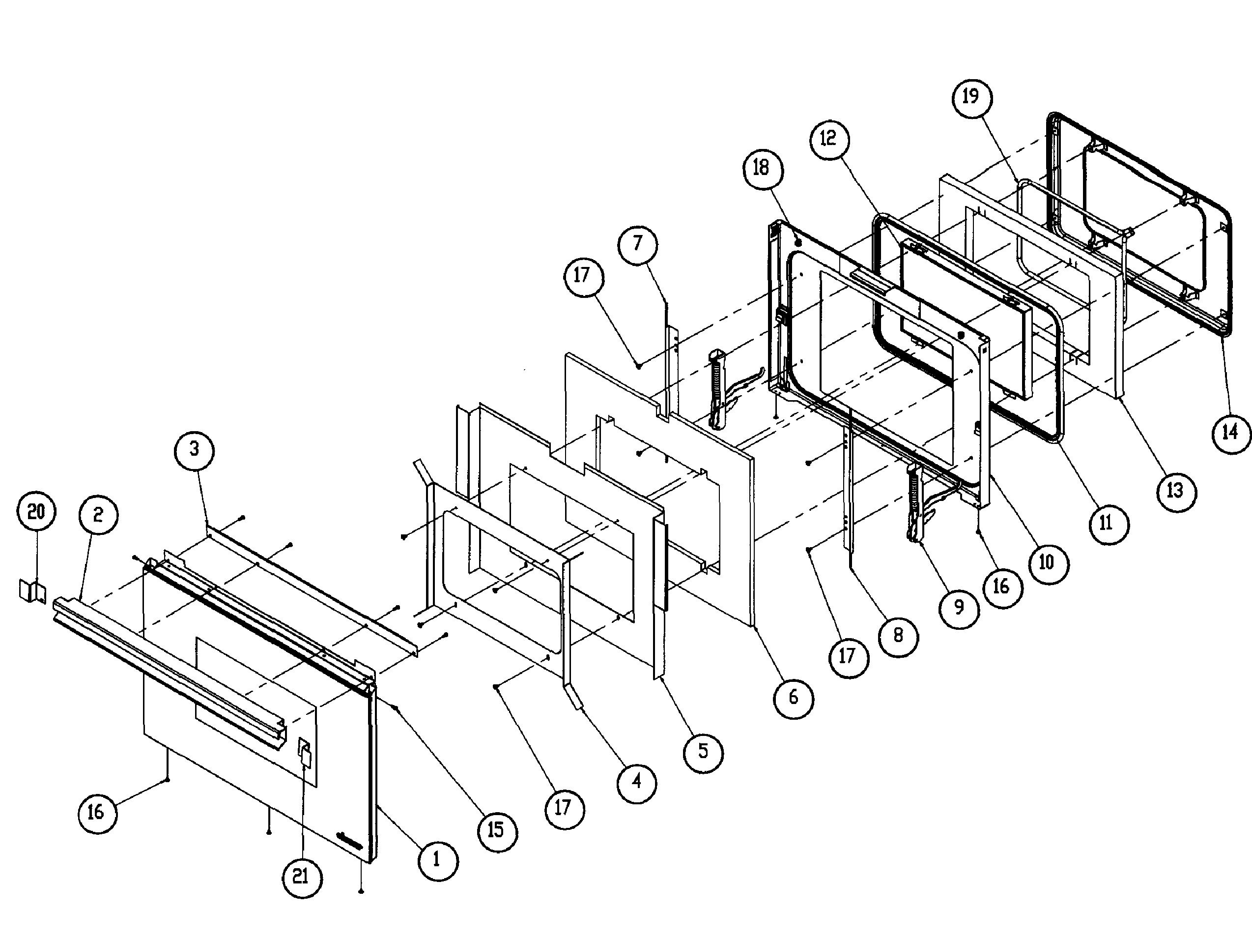 Dacor MORS130S door assy diagram