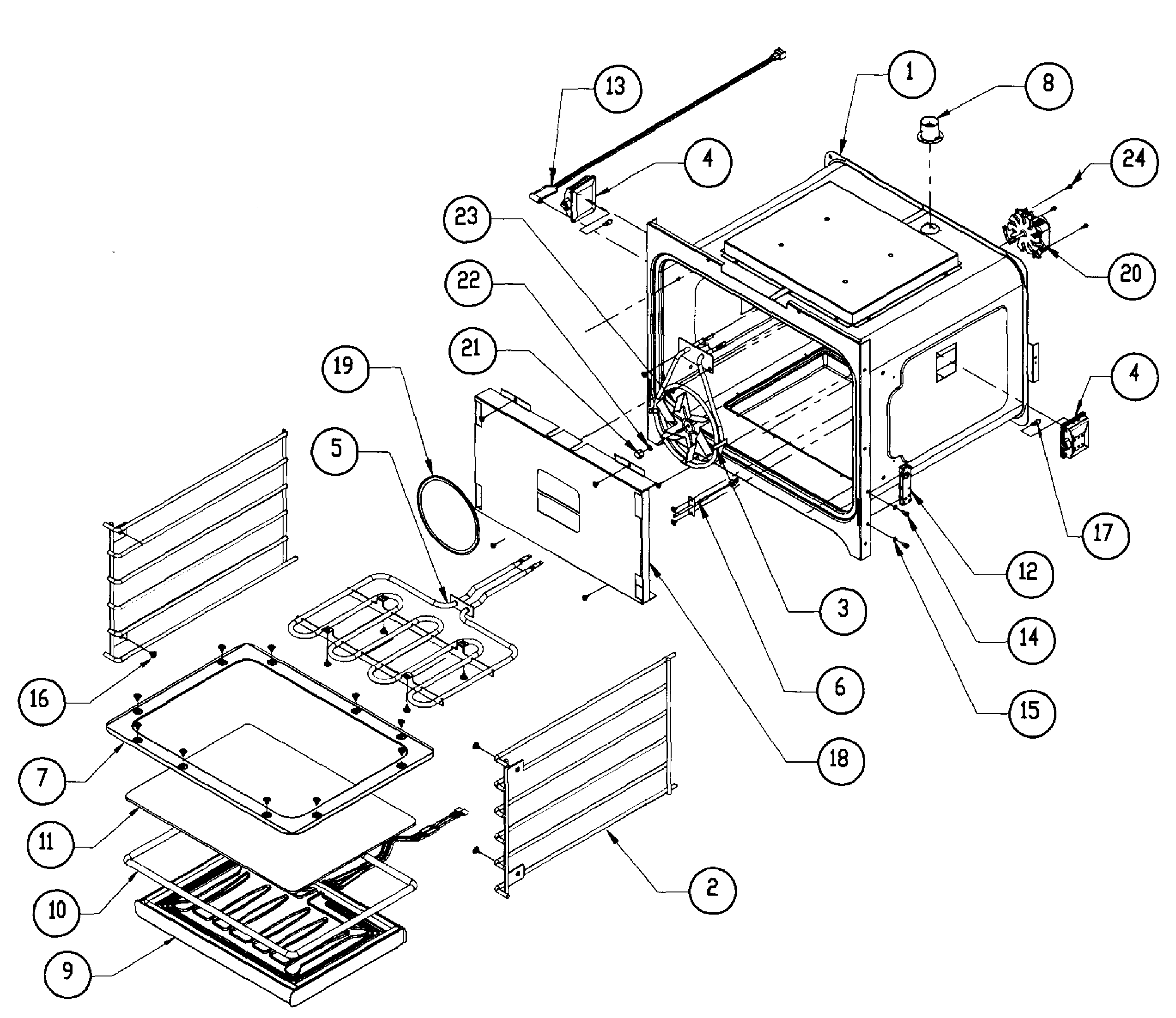 Dacor MORS227B upper assy diagram