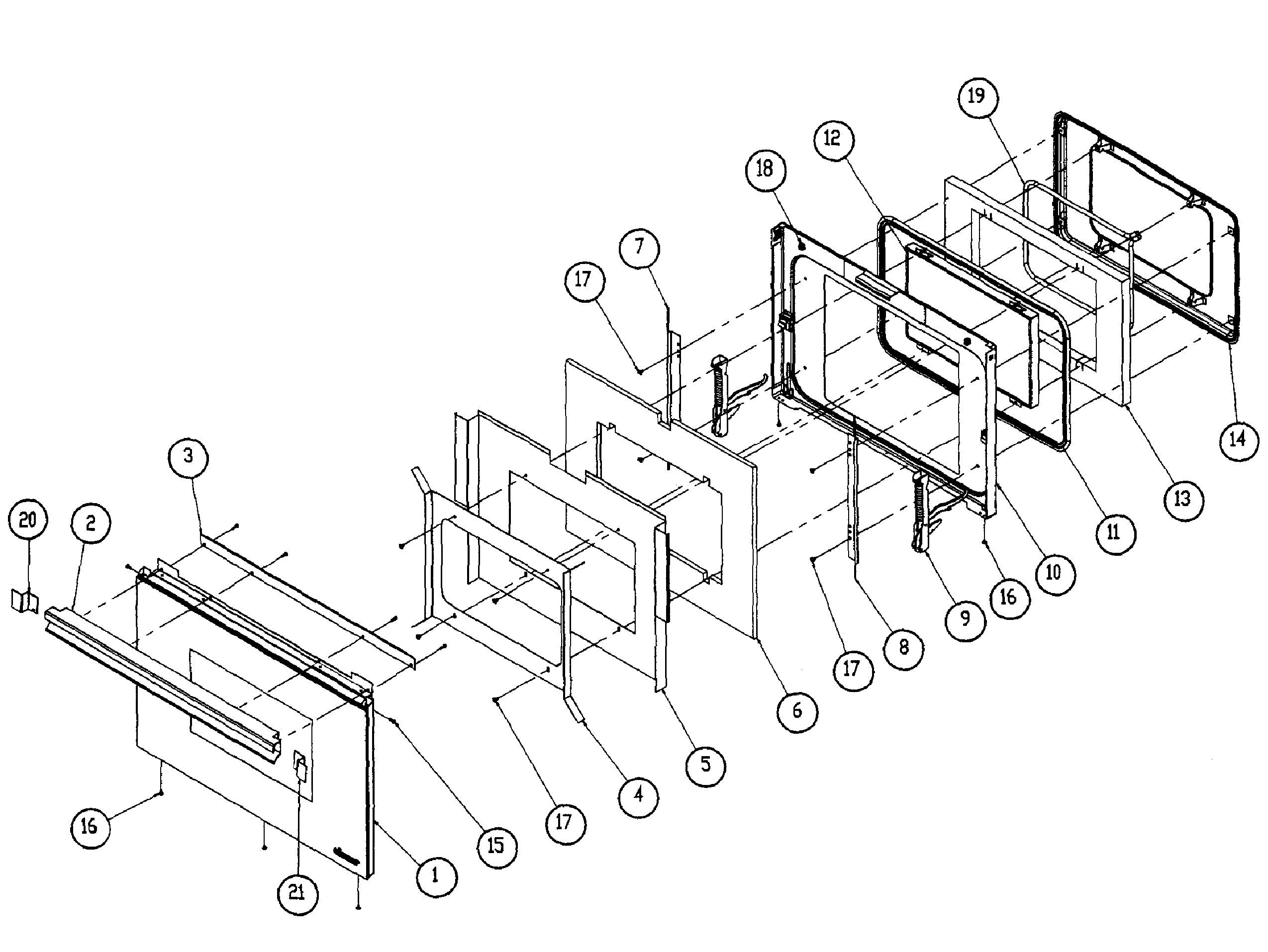 Dacor MORS230S door assy diagram