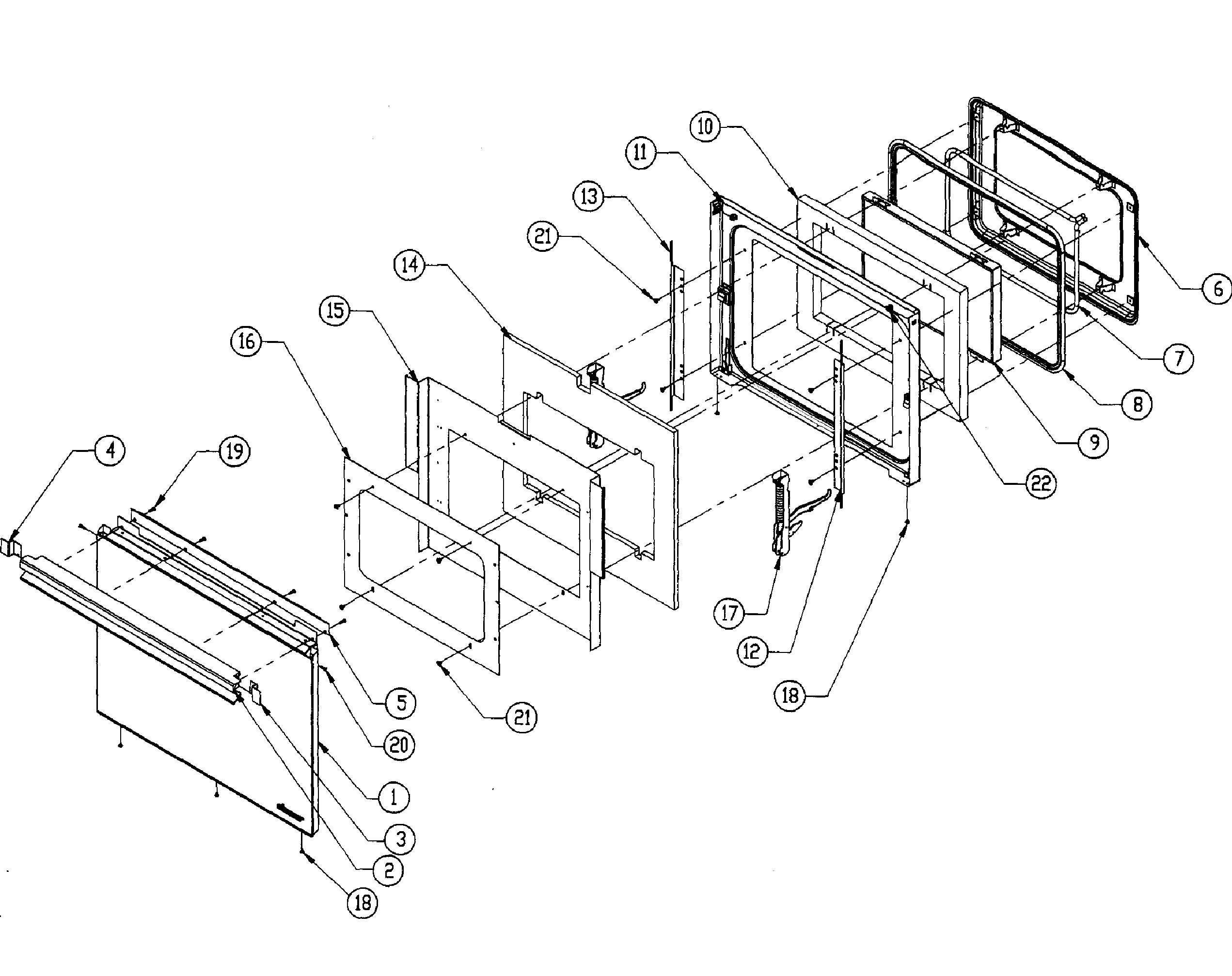 Dacor MORD227B door assy diagram