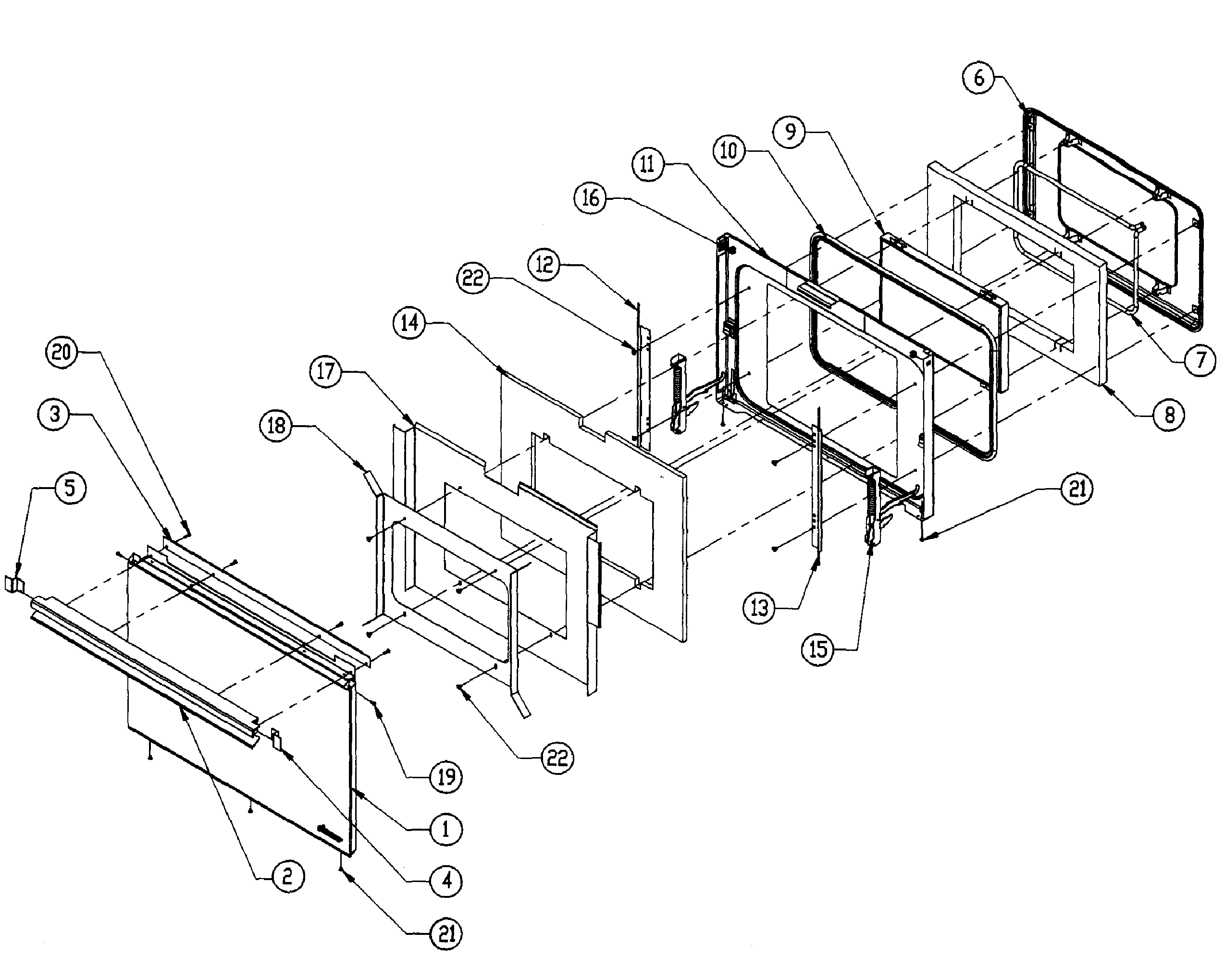 Dacor MORD230B door assy diagram