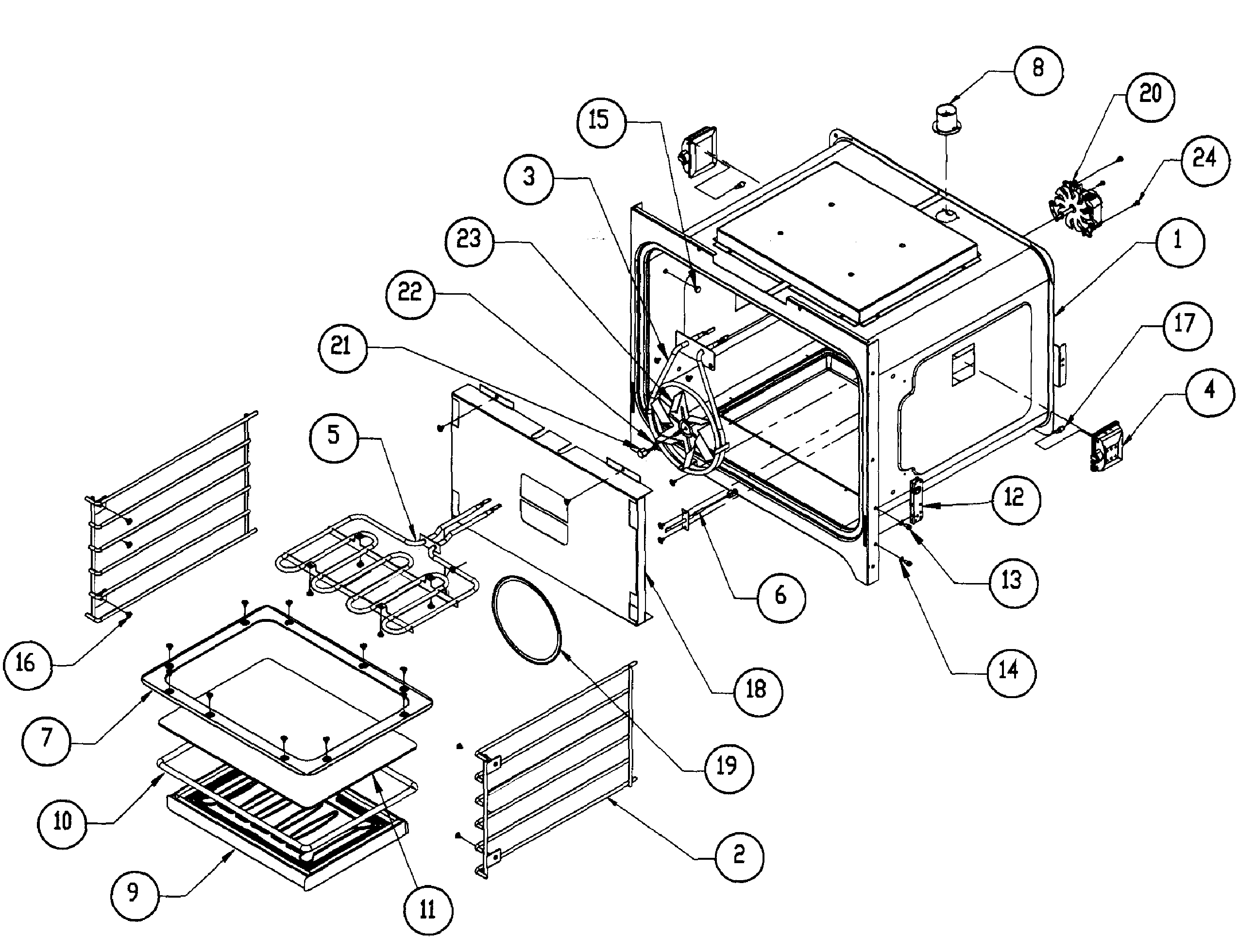 Dacor MORD230B lower oven diagram
