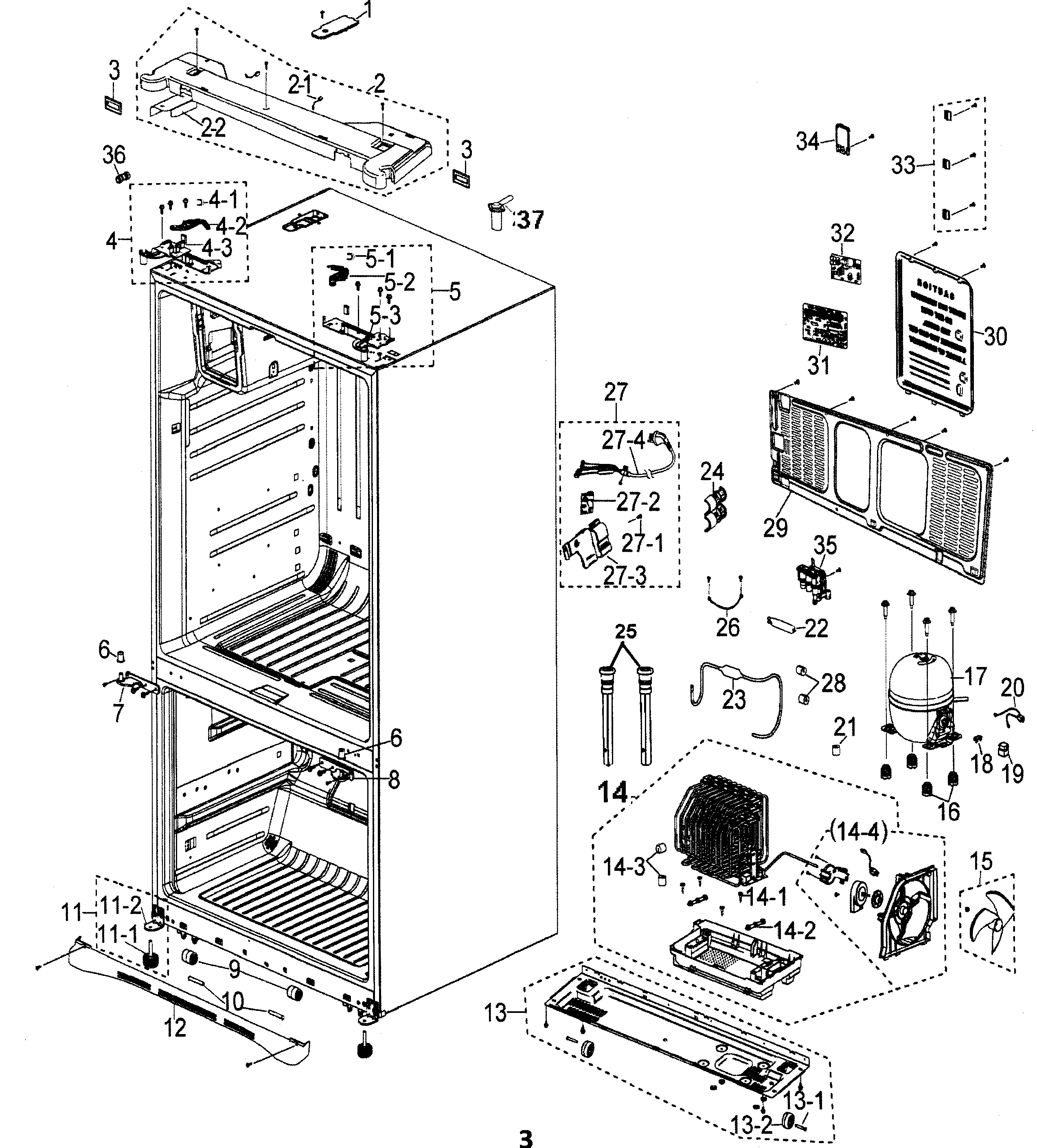 Samsung RFG297AAWP/XAA-00 cabinet diagram
