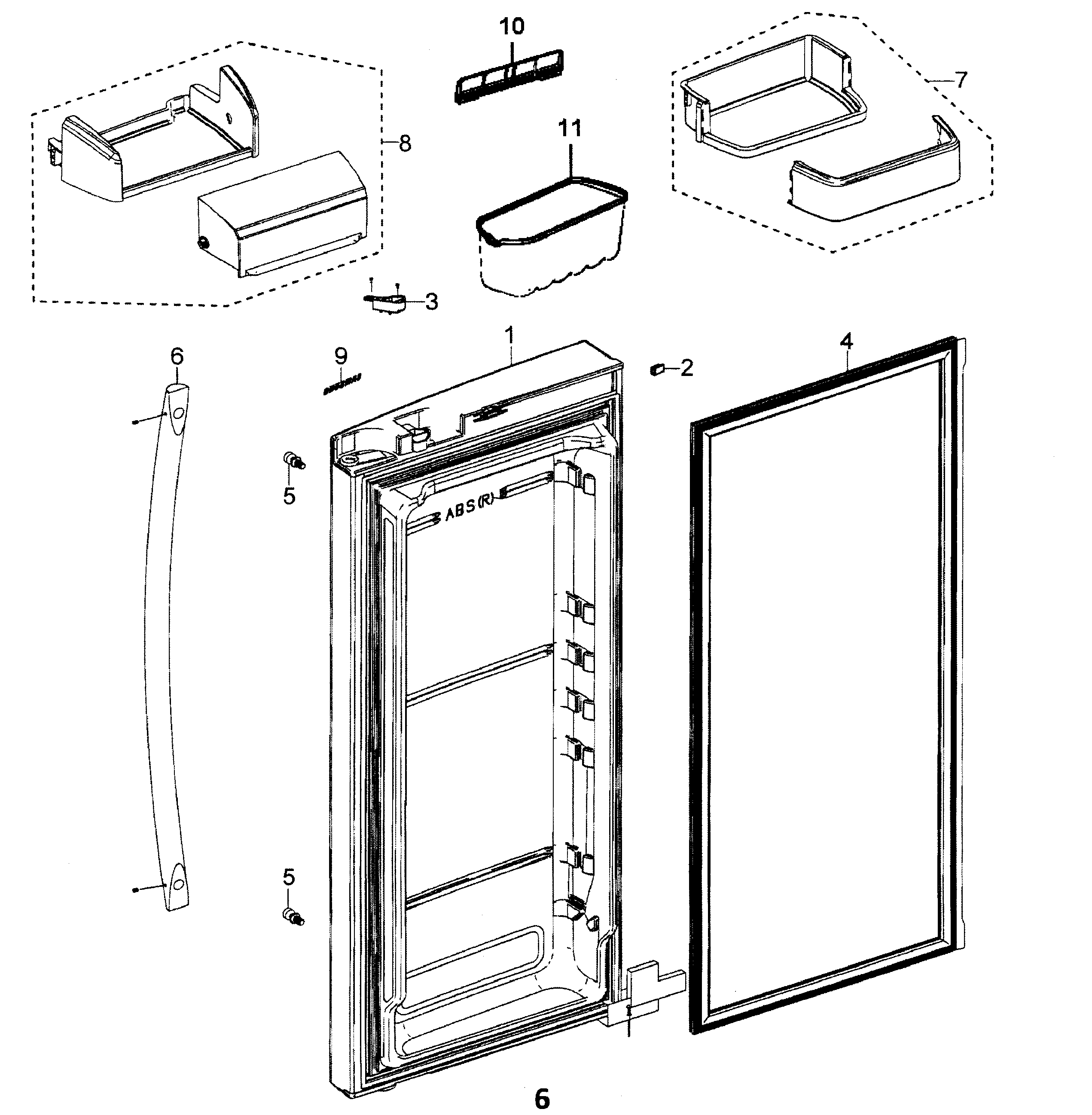 Samsung RFG297AAWP/XAA-00 right door diagram