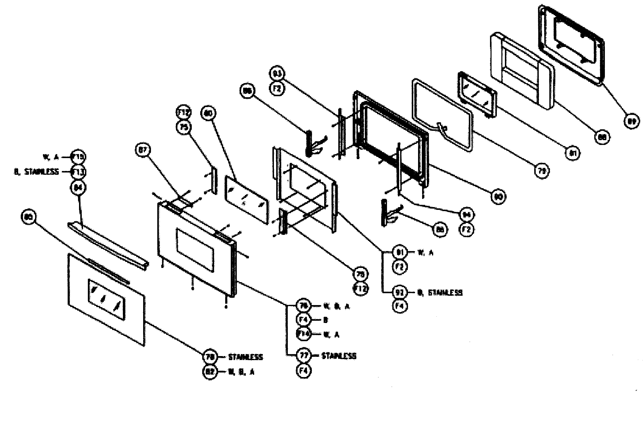 Dacor CPS130 door assy diagram