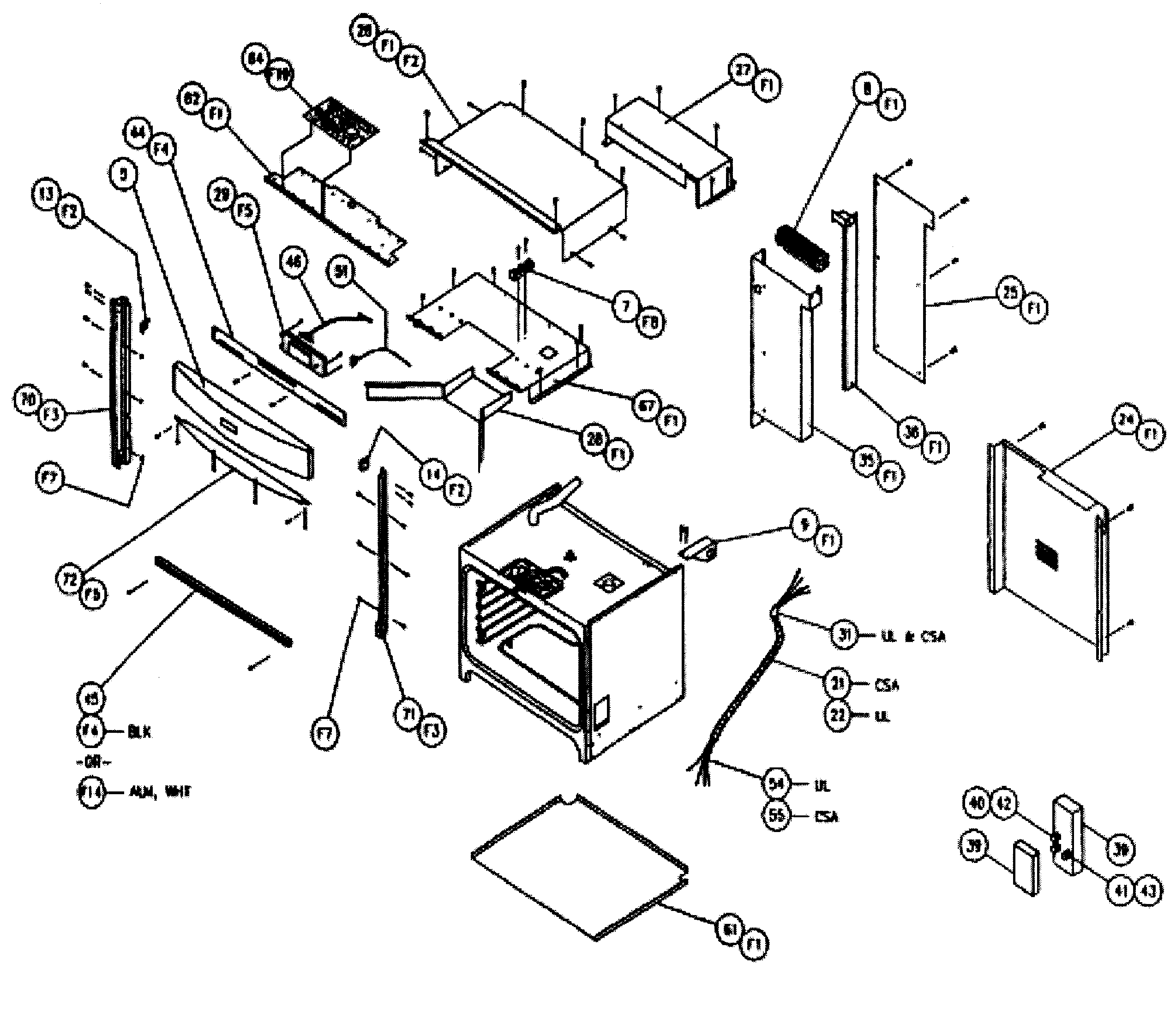 Dacor CPS130 cabinet parts diagram