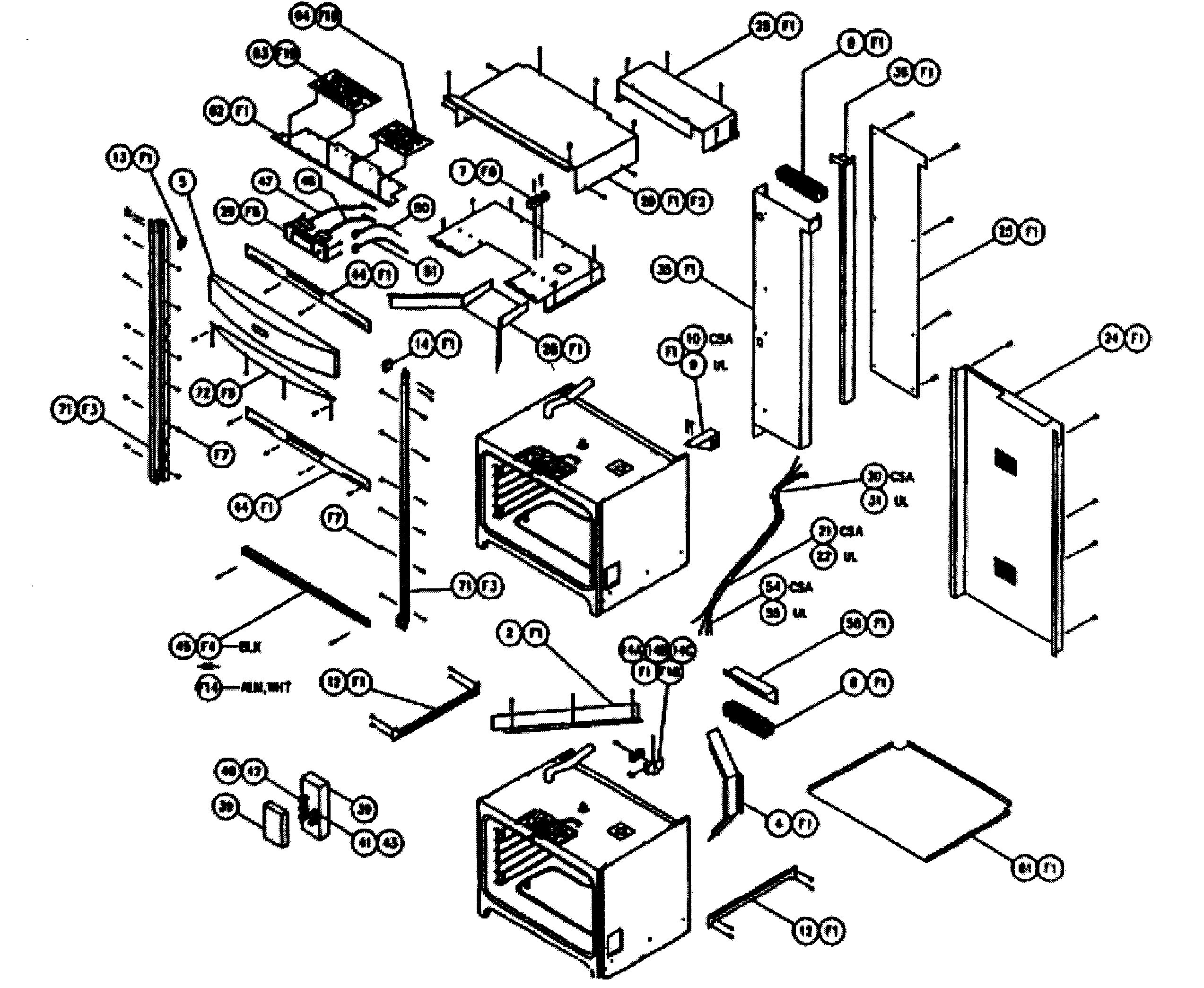 Dacor CPS230 cabinet parts diagram