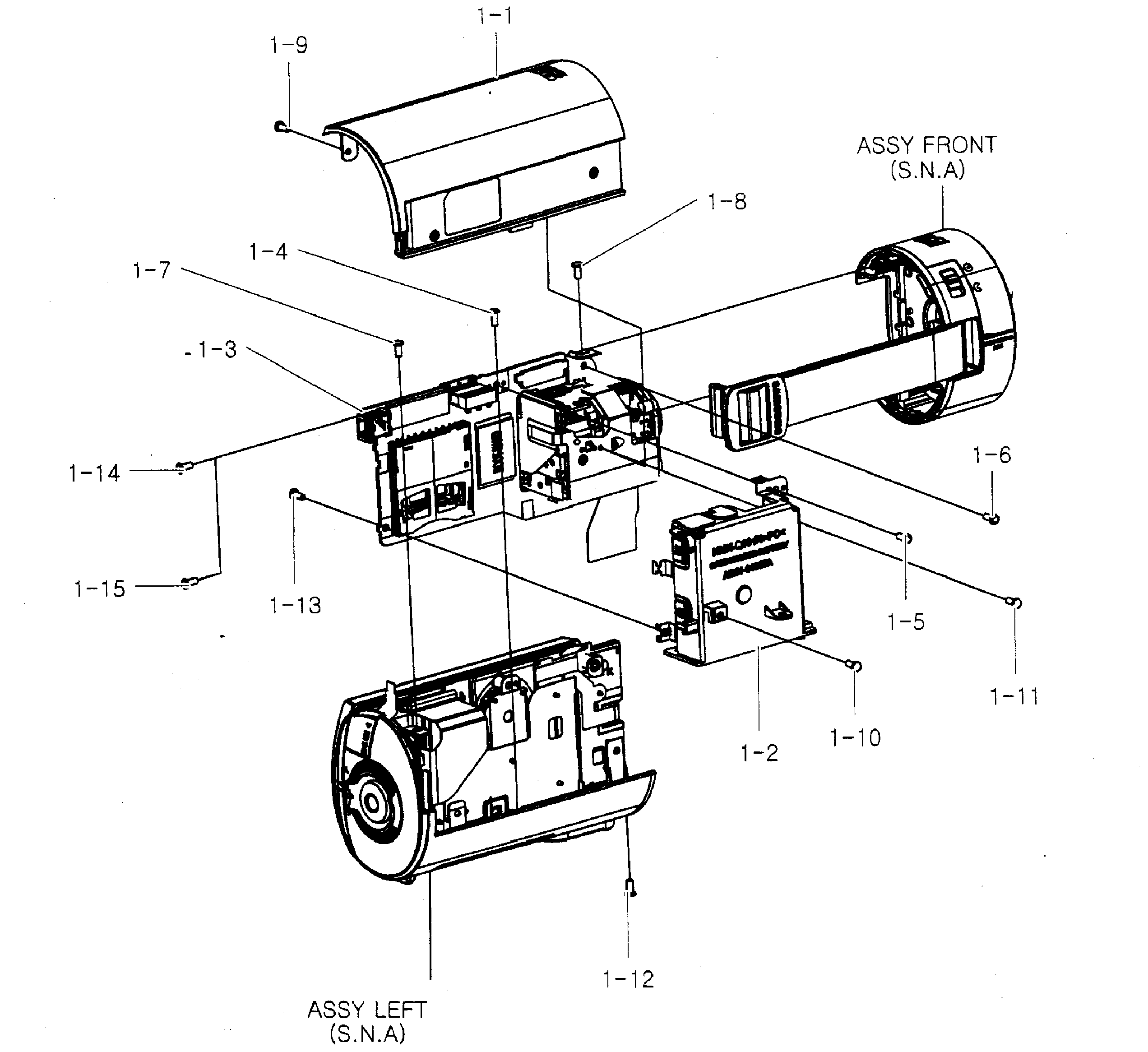 Samsung HMX-Q10BN/XAA chassis assy diagram
