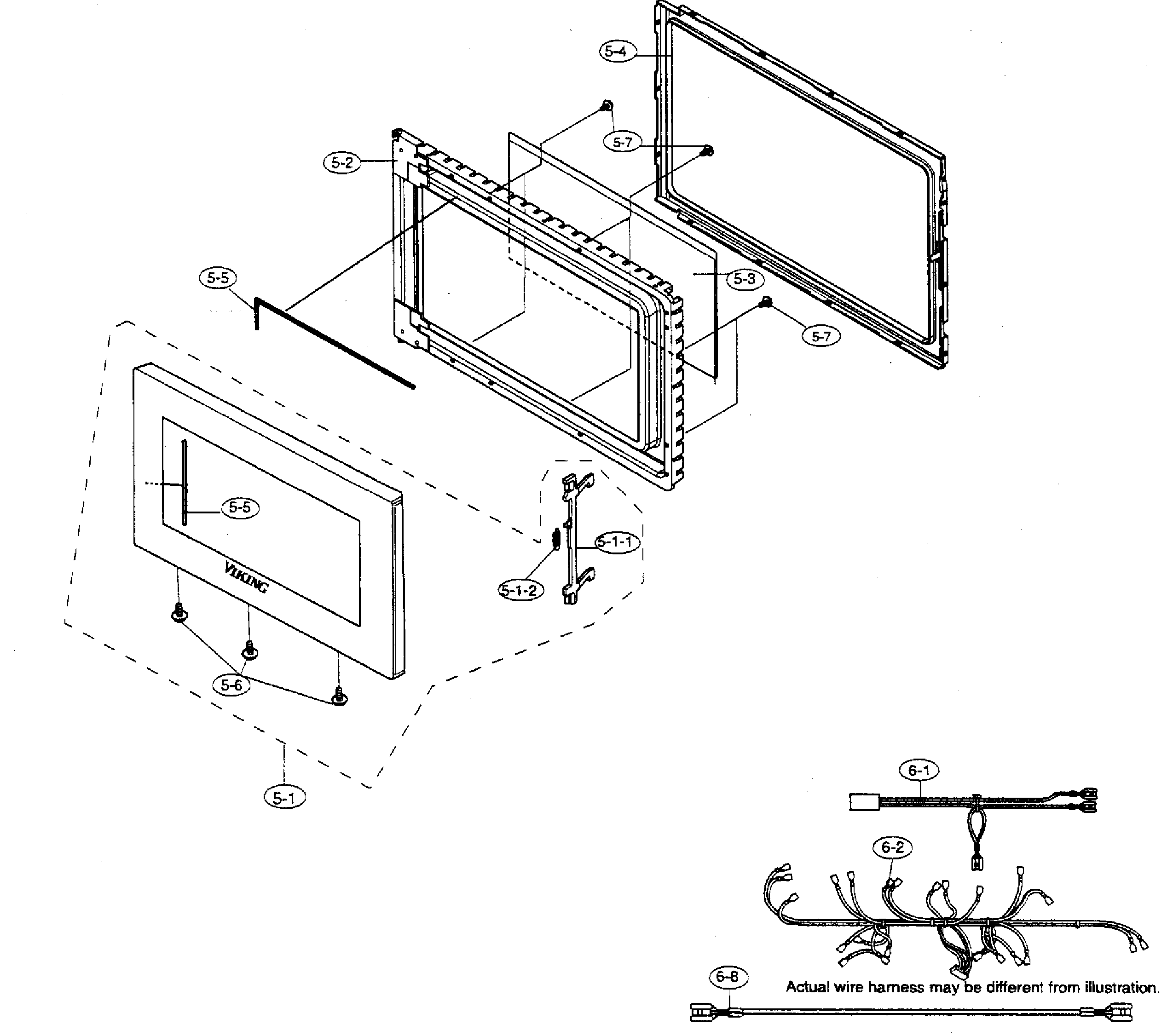 Viking Range VMOS200SS door parts diagram