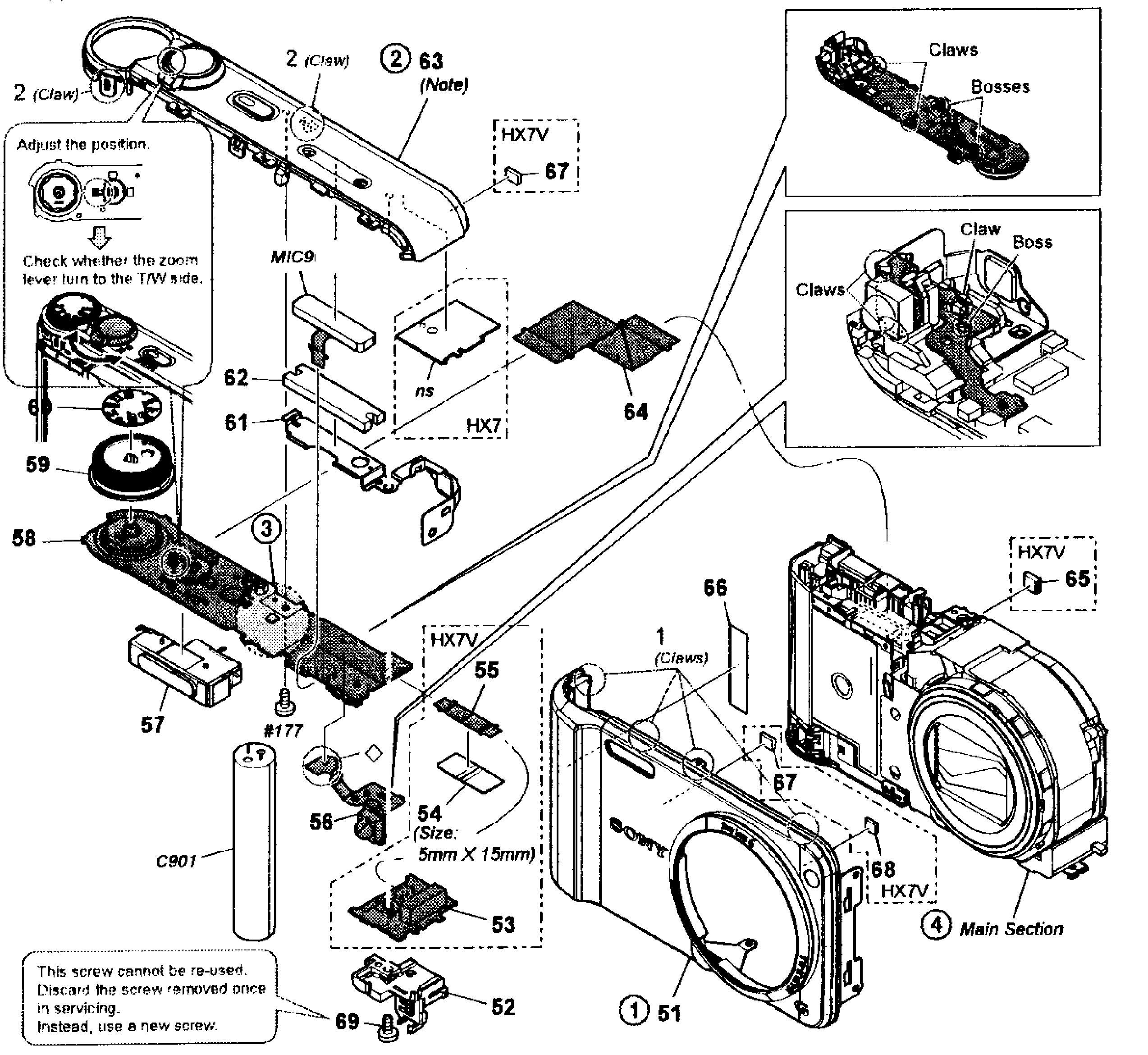 Sony DSC-HX7VL top assy diagram