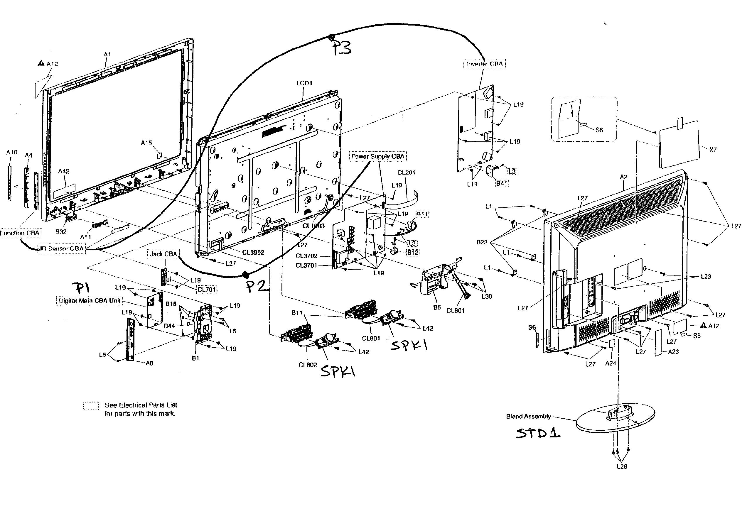 Magnavox 37MF301B/F7 cabinet parts diagram