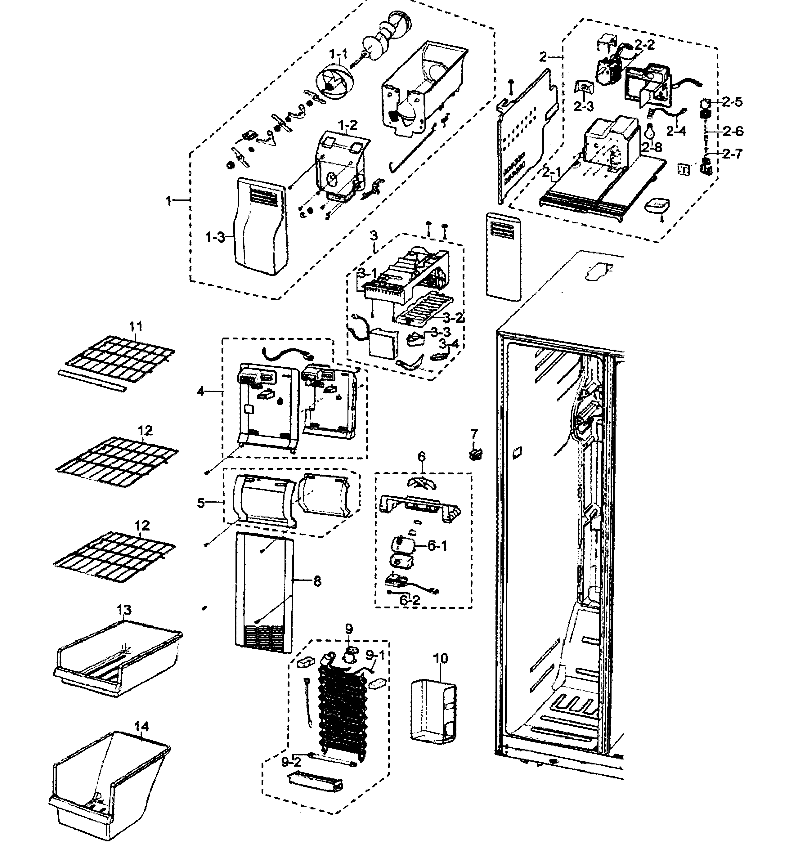 Samsung RS2630AWW/XAA freezer diagram