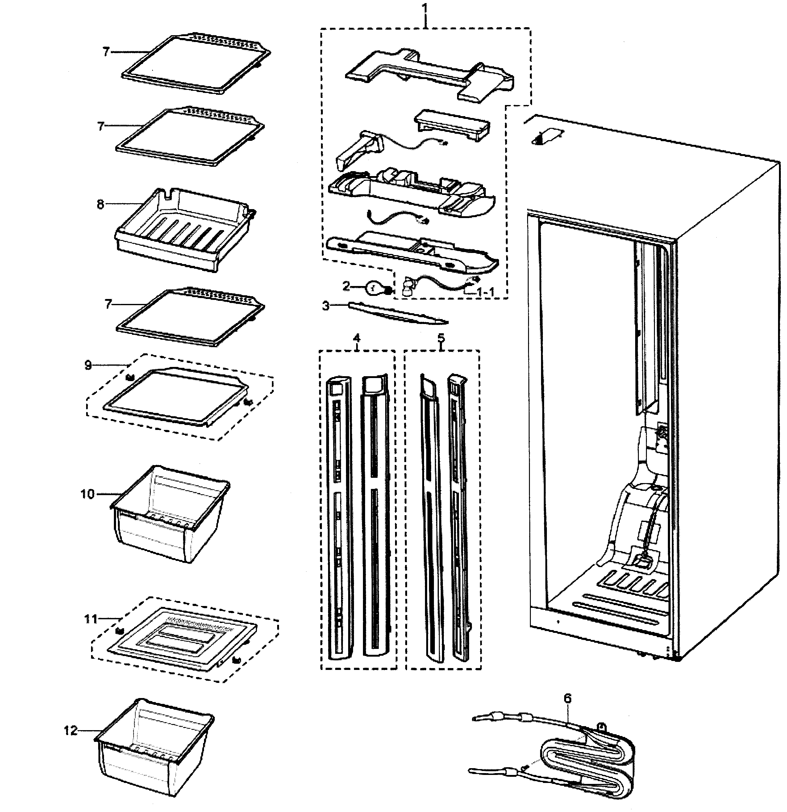 Samsung RS2630AWW/XAA refrigerator diagram