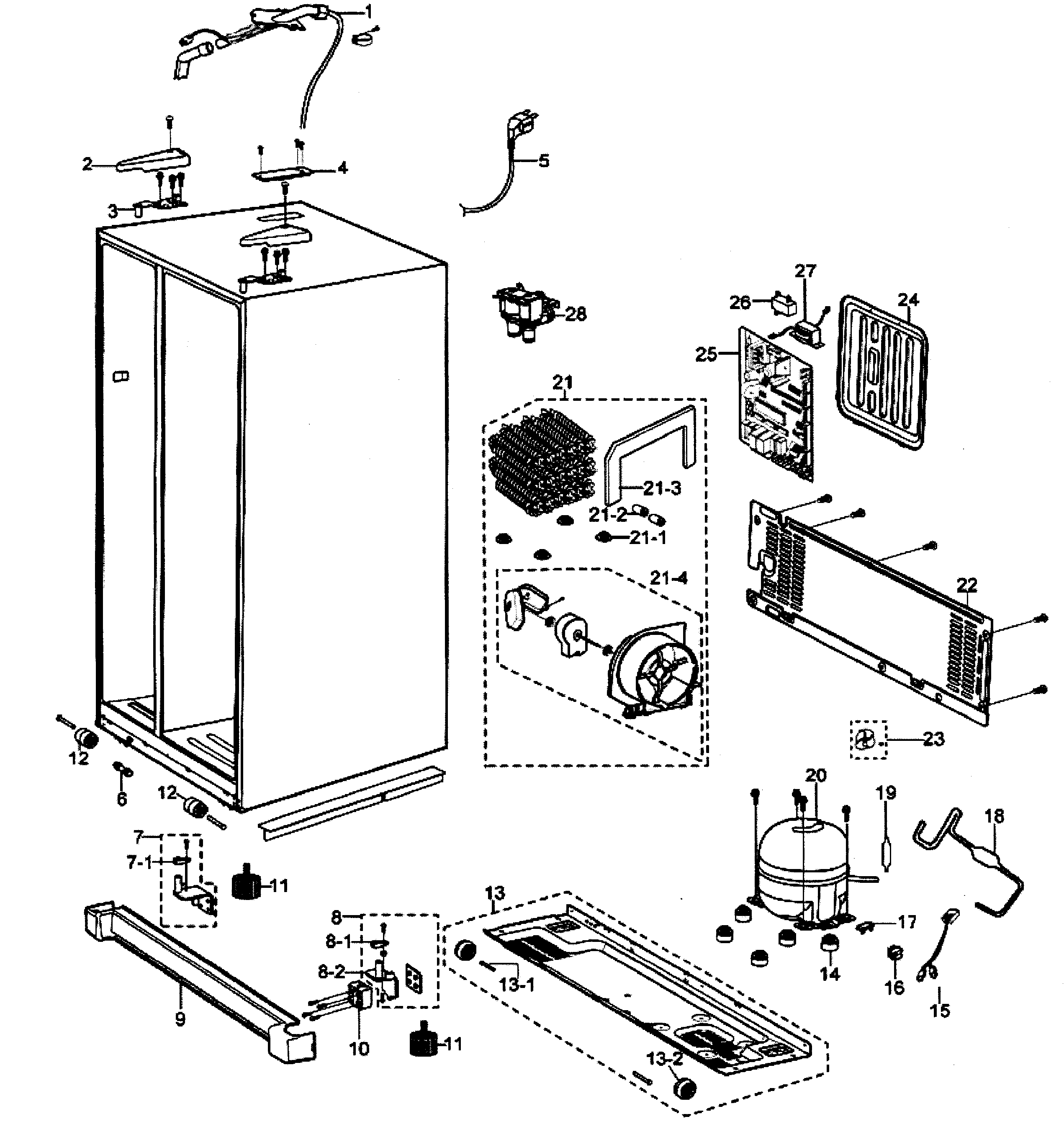 Samsung RS2630AWW/XAA cabinet parts diagram