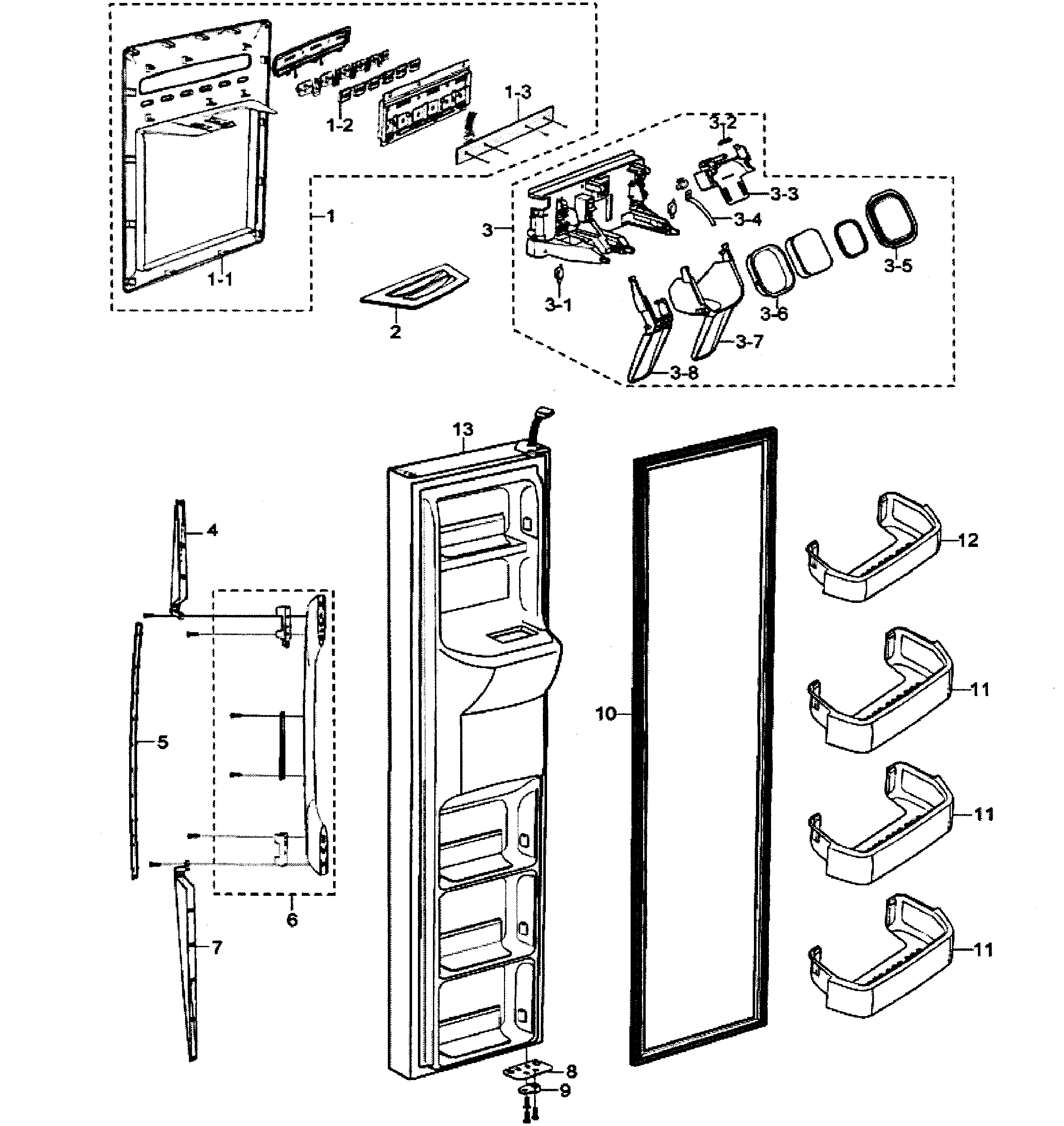 Samsung RS2630AWW/XAA left door diagram