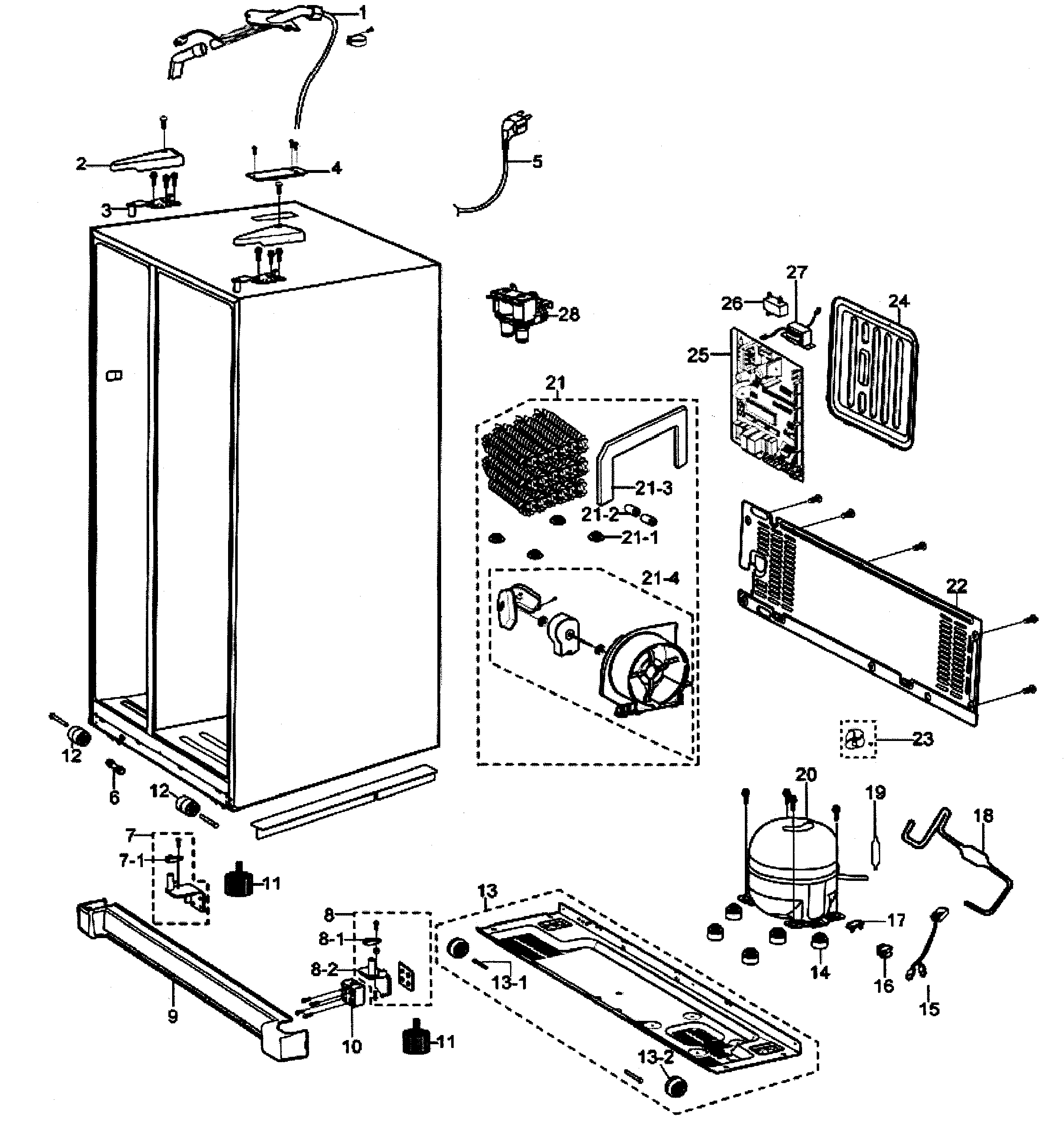 Samsung RS2630WW/XAA cabinet parts diagram