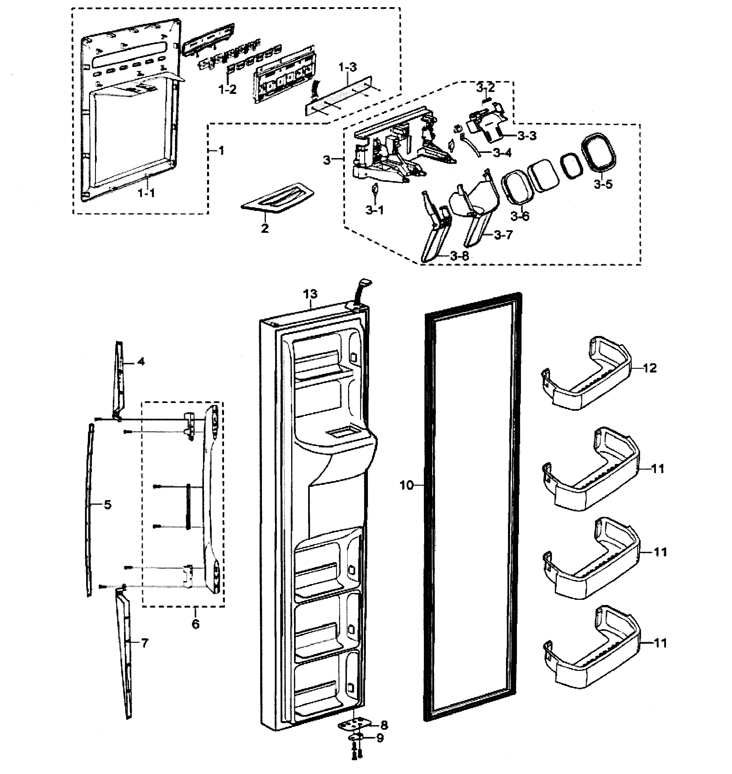 Samsung RS2630WW/XAA left door diagram