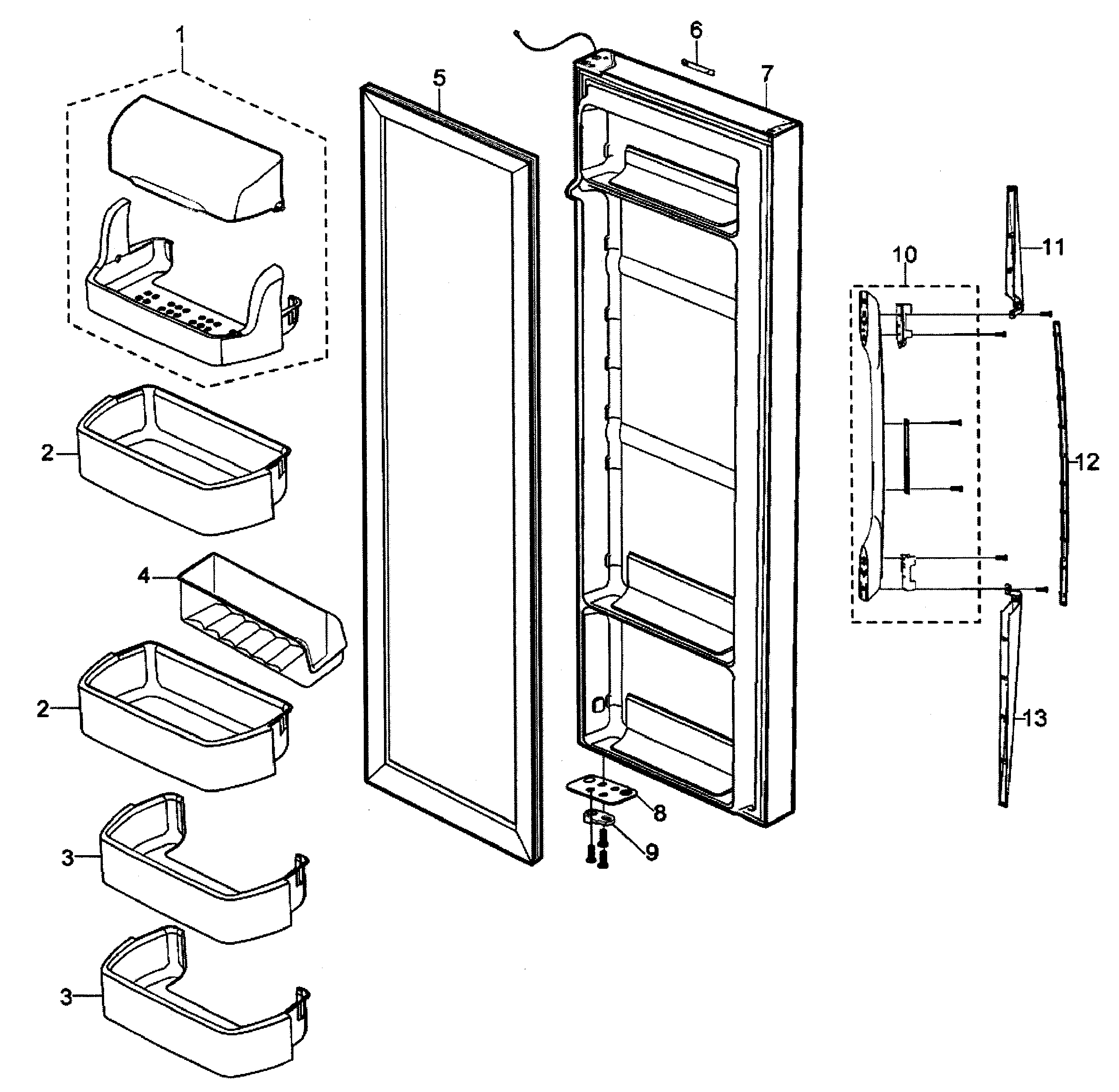 Samsung RS2630WW/XAA right door diagram
