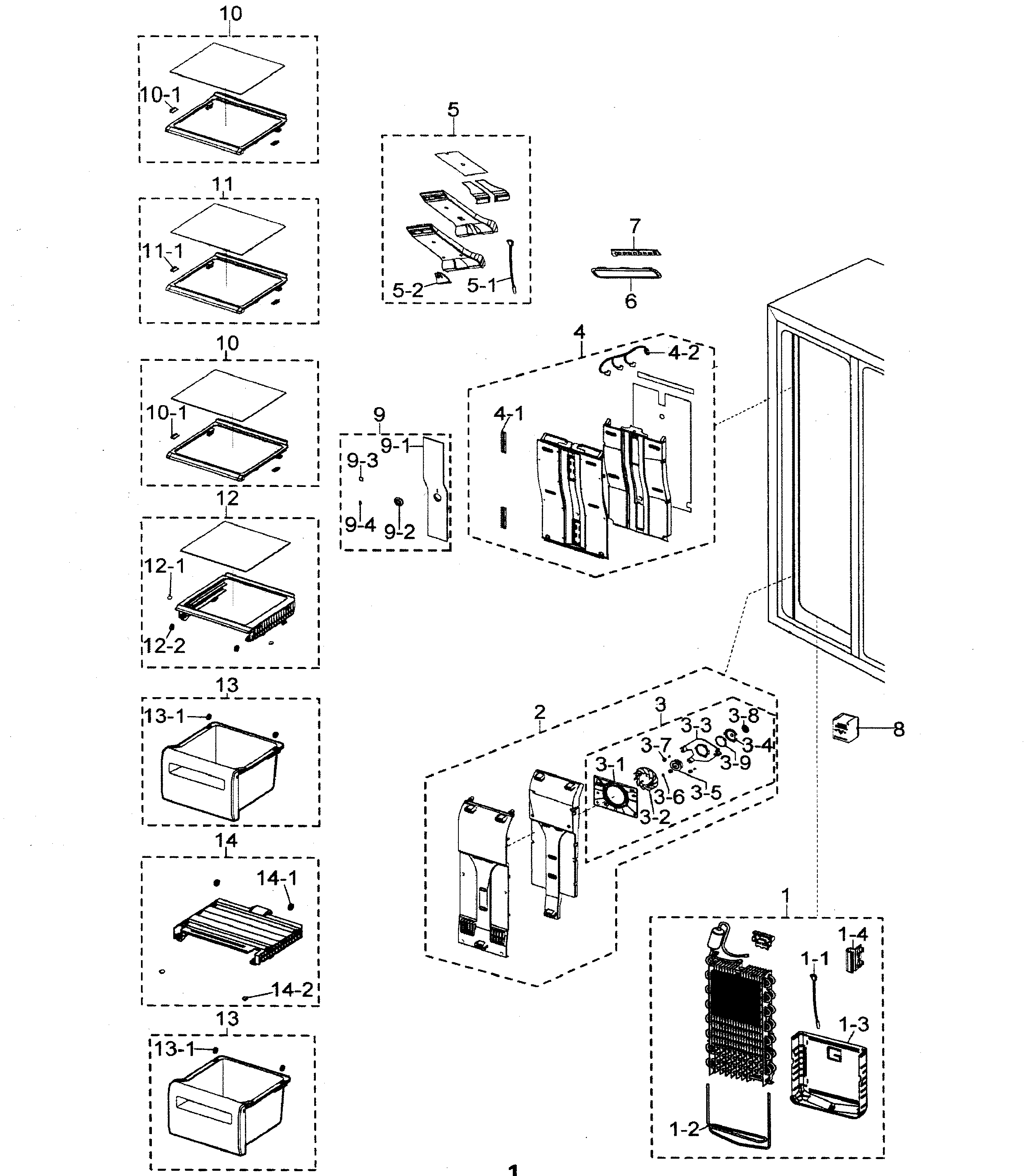 Samsung RSG257AABP/XAA freezer diagram