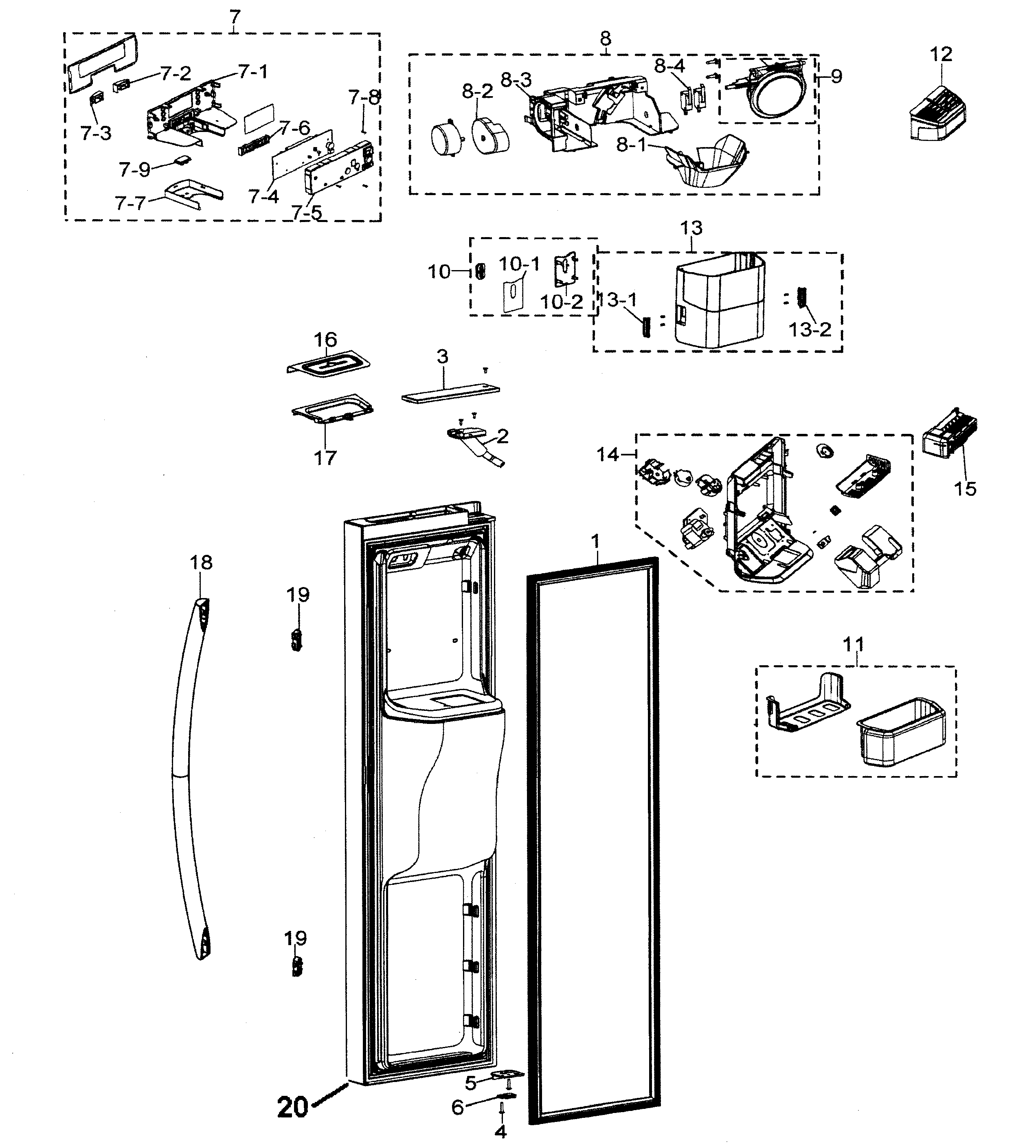 Samsung RSG257AAWP/XAA freezer door diagram