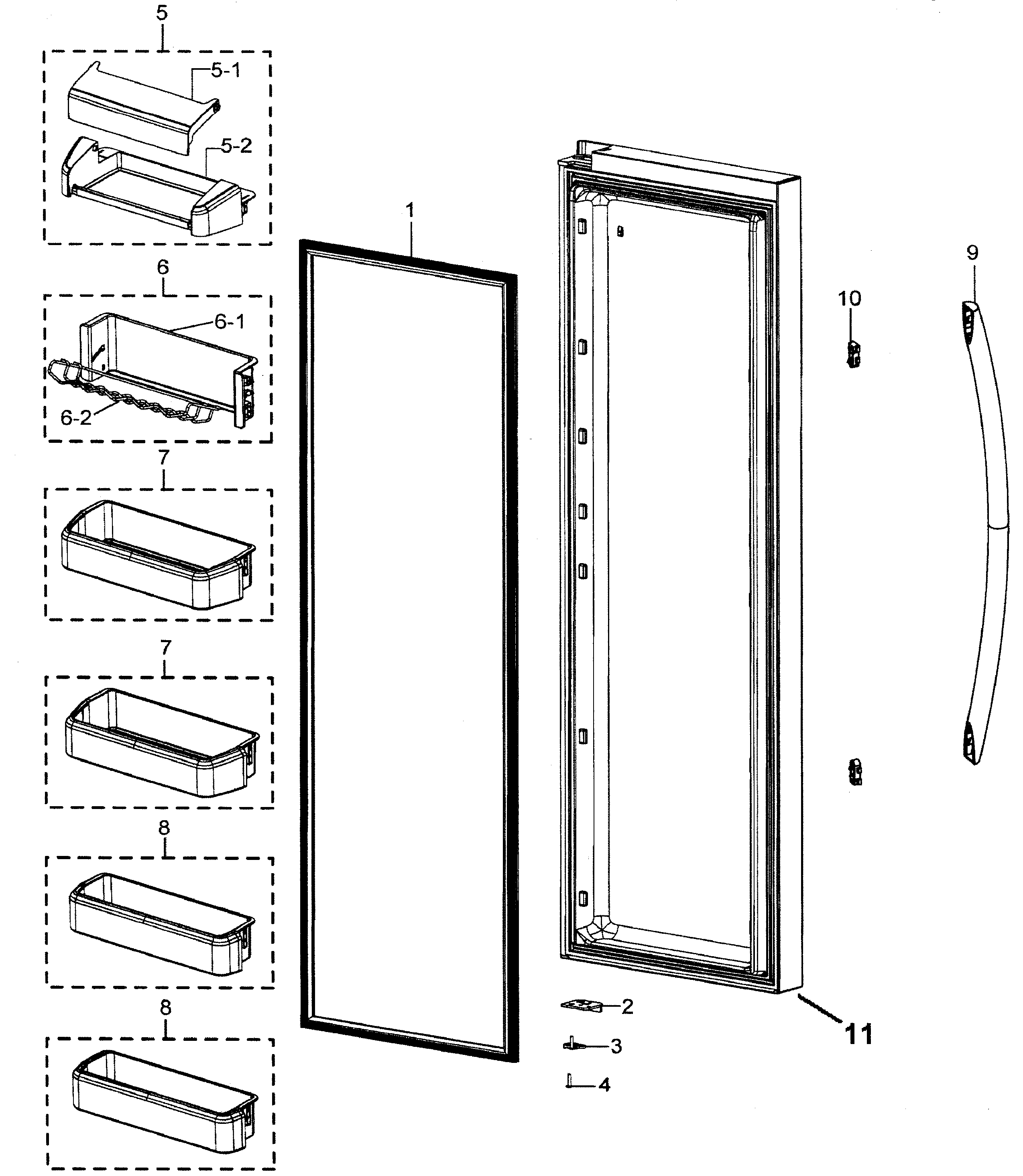 Samsung RSG257AAWP/XAA refrig door diagram