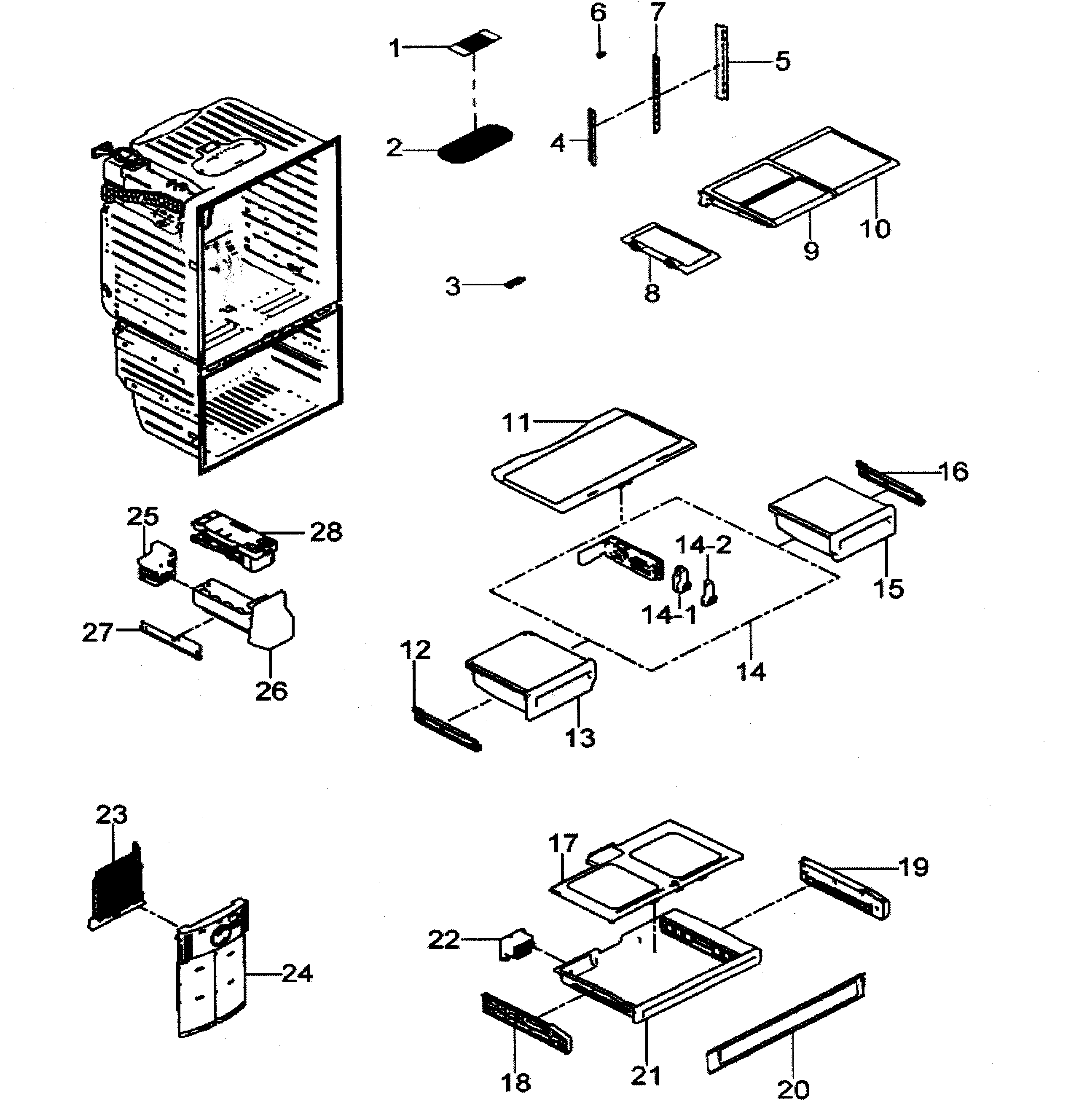 Samsung RFG297HDBP/XAA-00 refrigerator diagram
