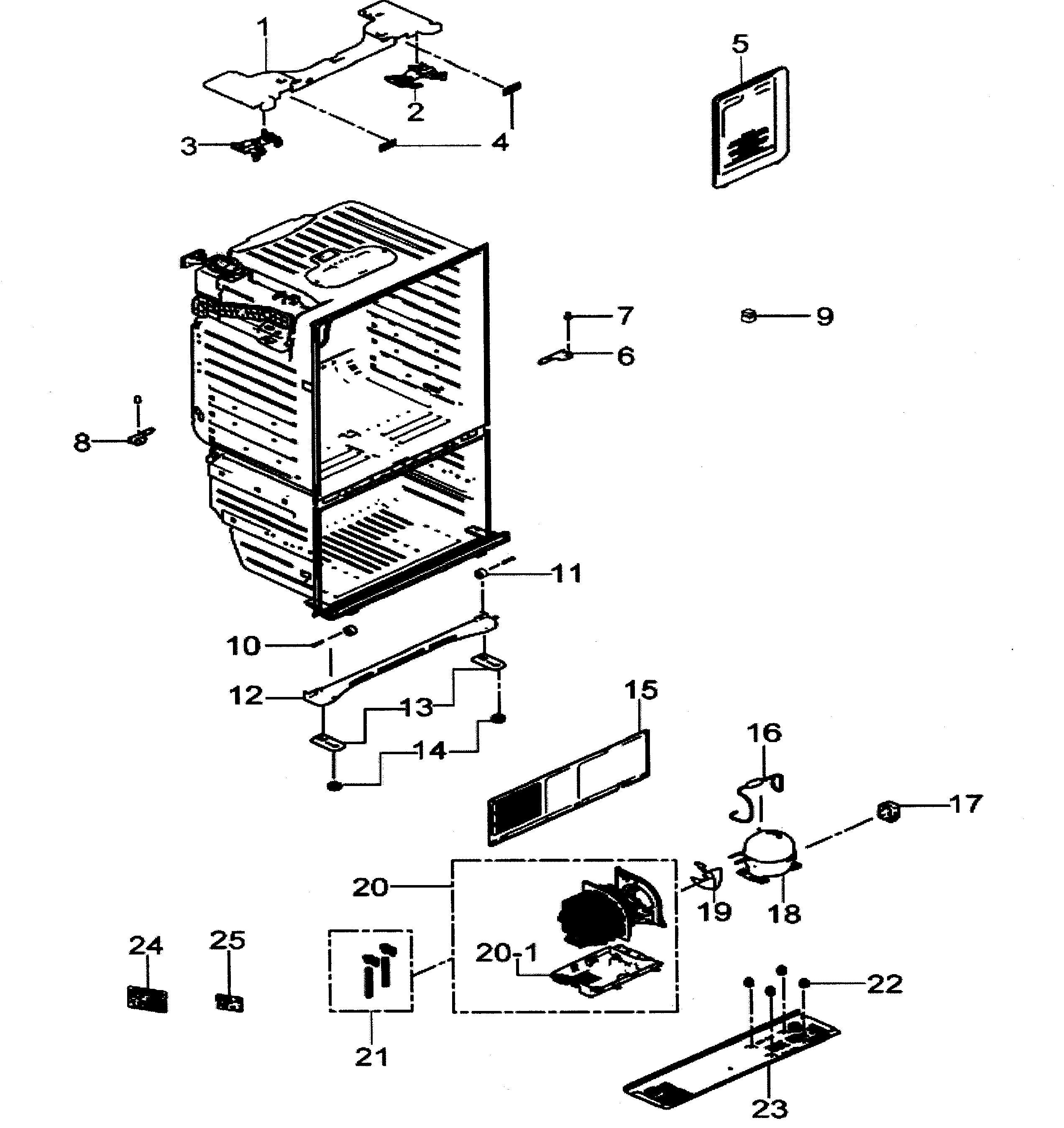 Samsung RFG297HDBP/XAA-00 cabinet diagram
