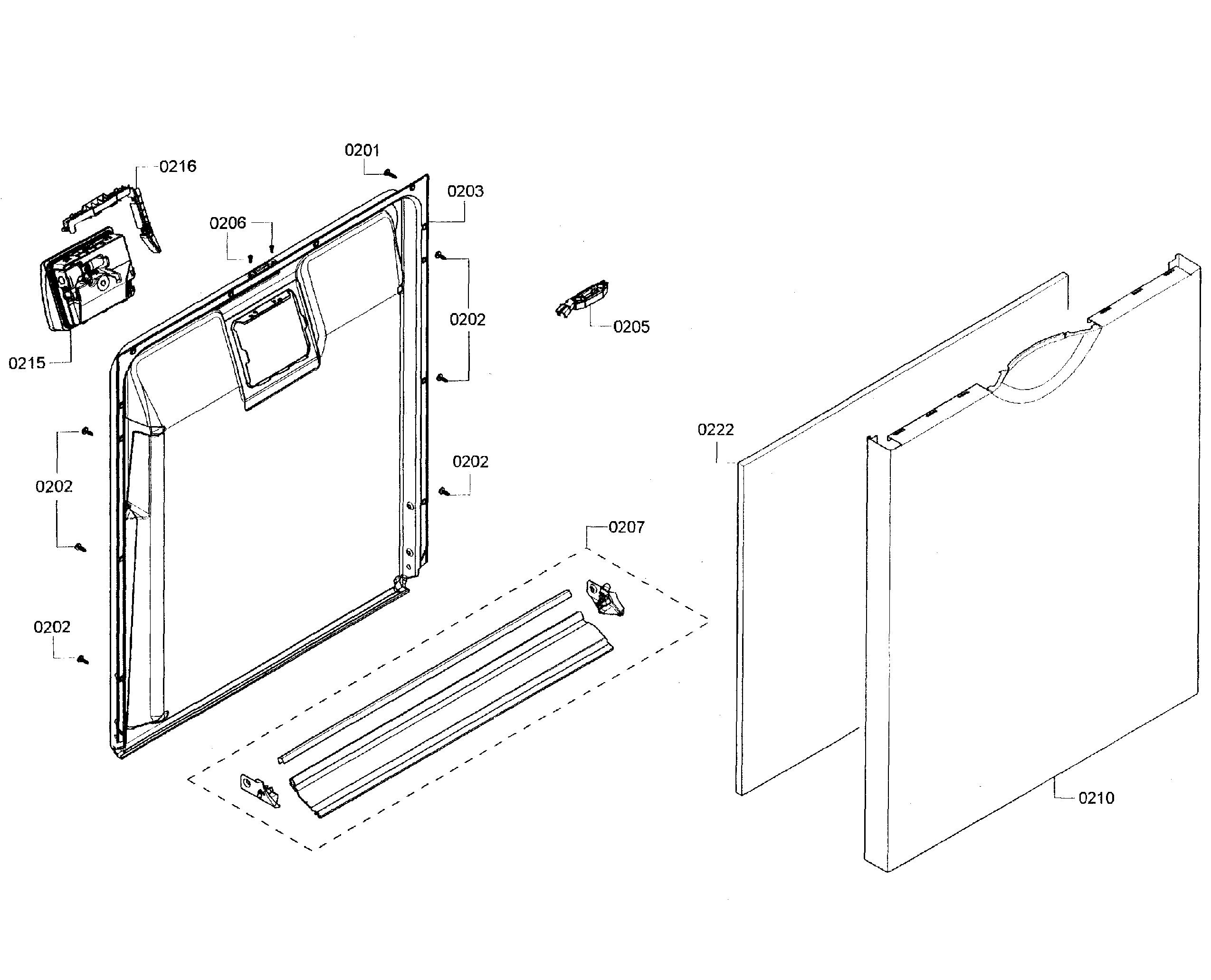 Bosch SHE3AR52UC/07 door assy diagram