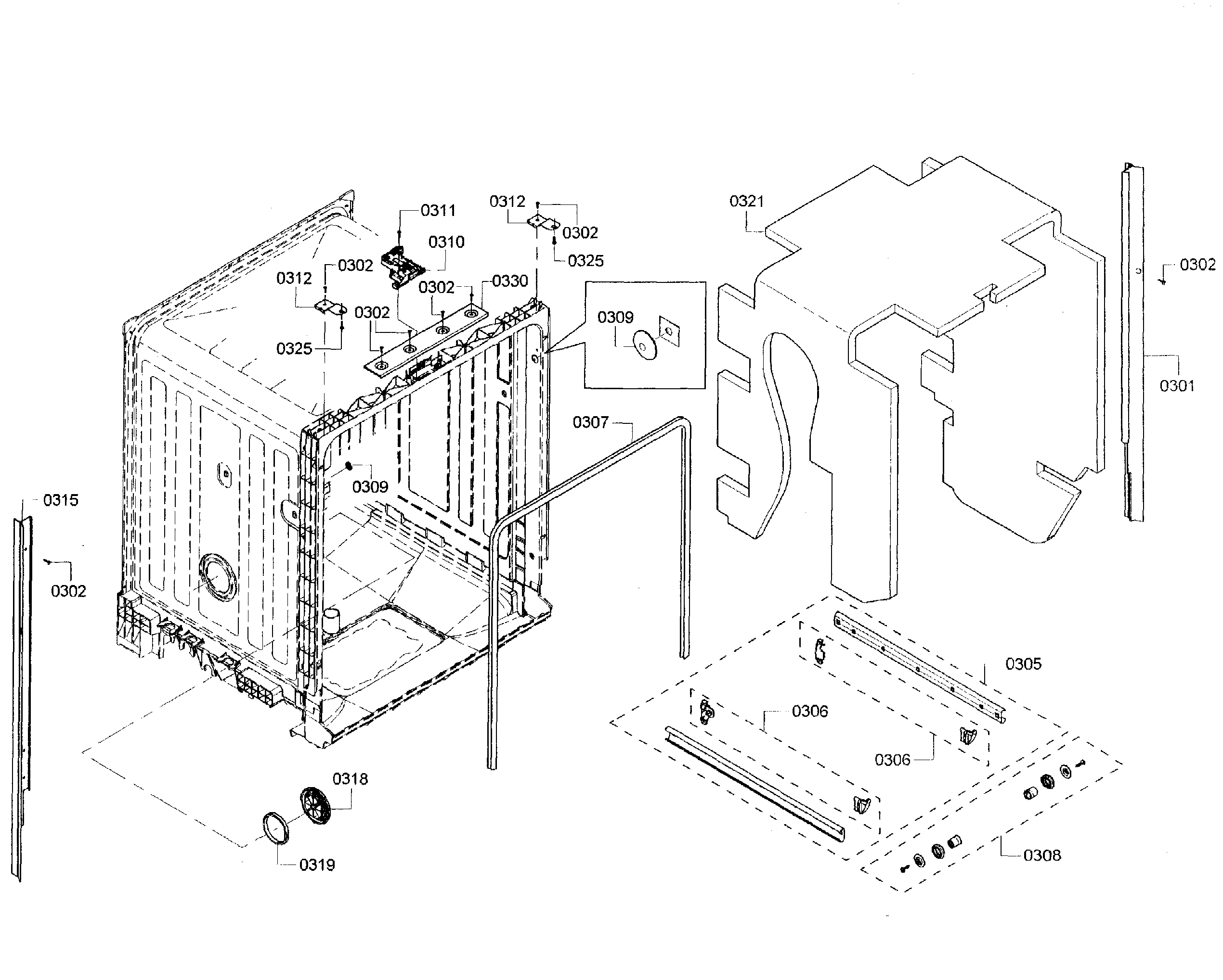 Bosch SHE3AR52UC/07 cabinet diagram