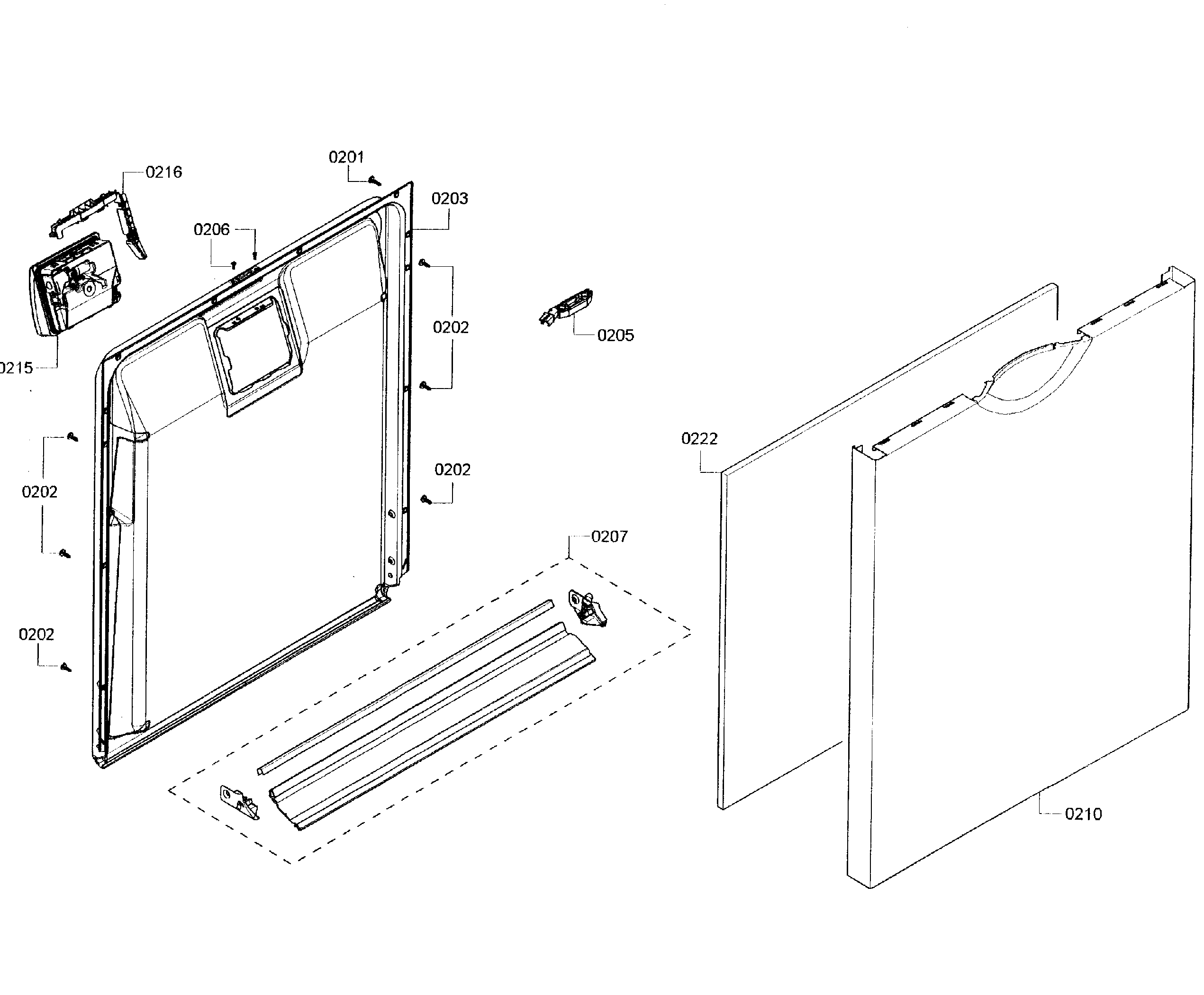 Bosch SHE3AR55UC/07 door assy diagram